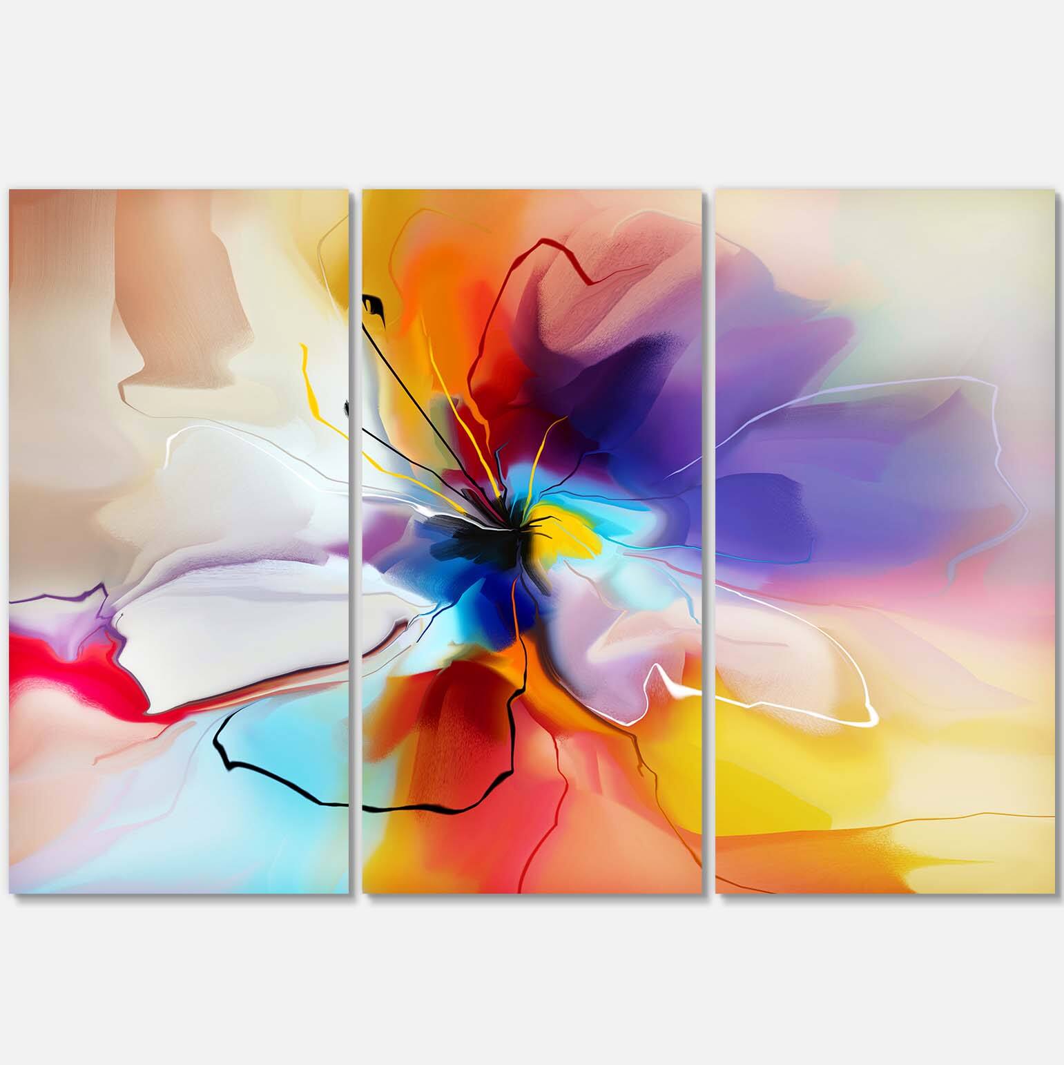 Designart - Creative Flower in Multiple Colors - Large Floral canvas art