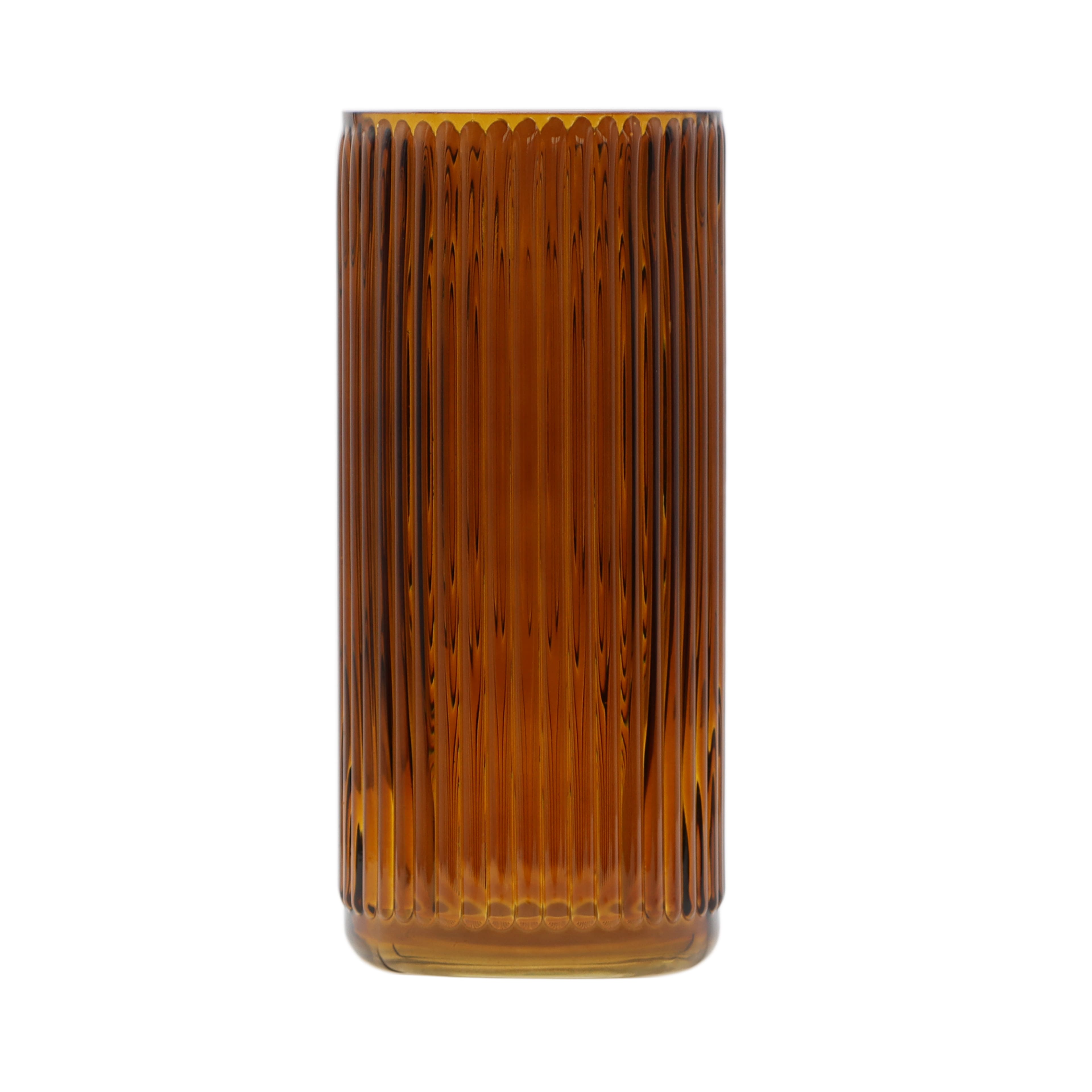 10&#x22; Amber Ribbed Glass Vase by Ashland&#xAE;
