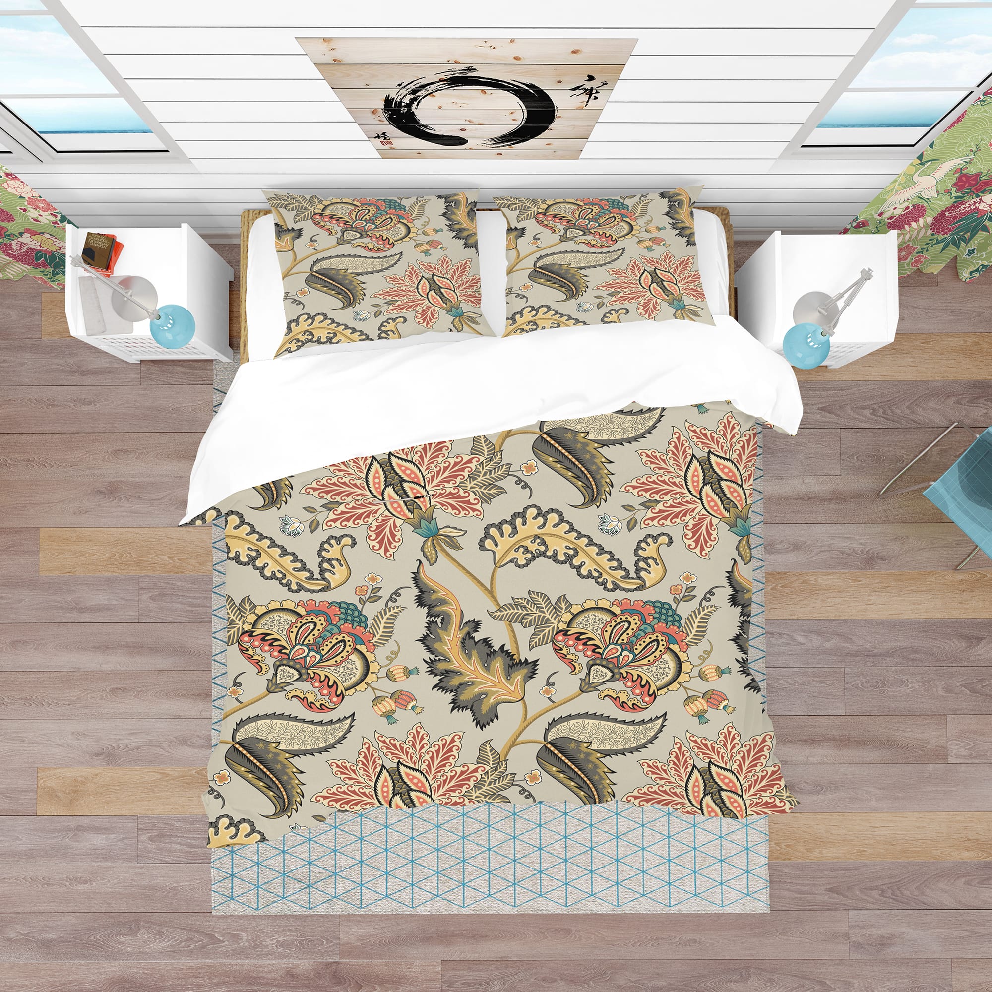 Designart &#x27;Vintage Indian Floral Pattern&#x27; Tropical Bedding Set - Duvet Cover &#x26; Shams