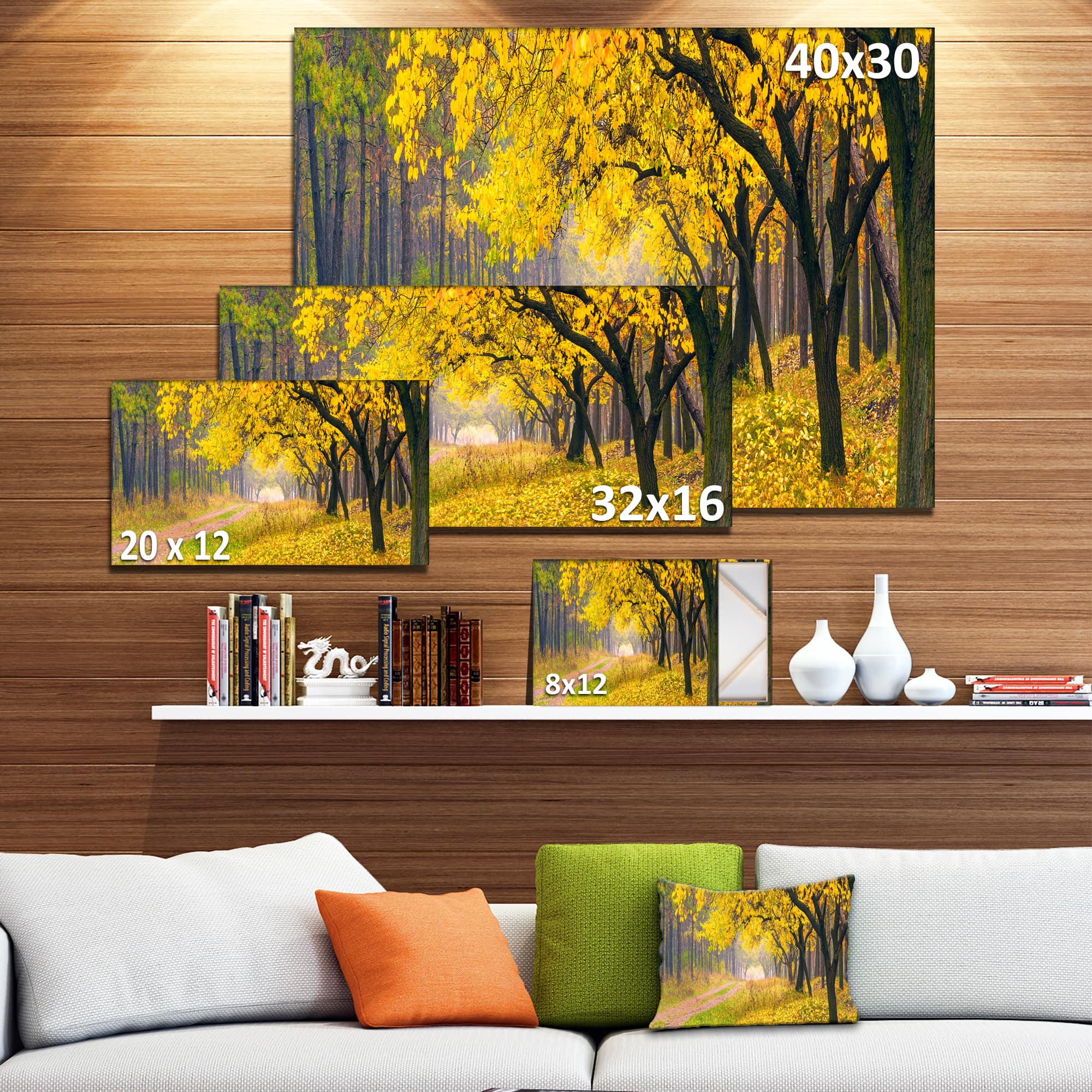 Designart - Bright Yellow Autumn Forest - Landscape Photo Canvas Art Print