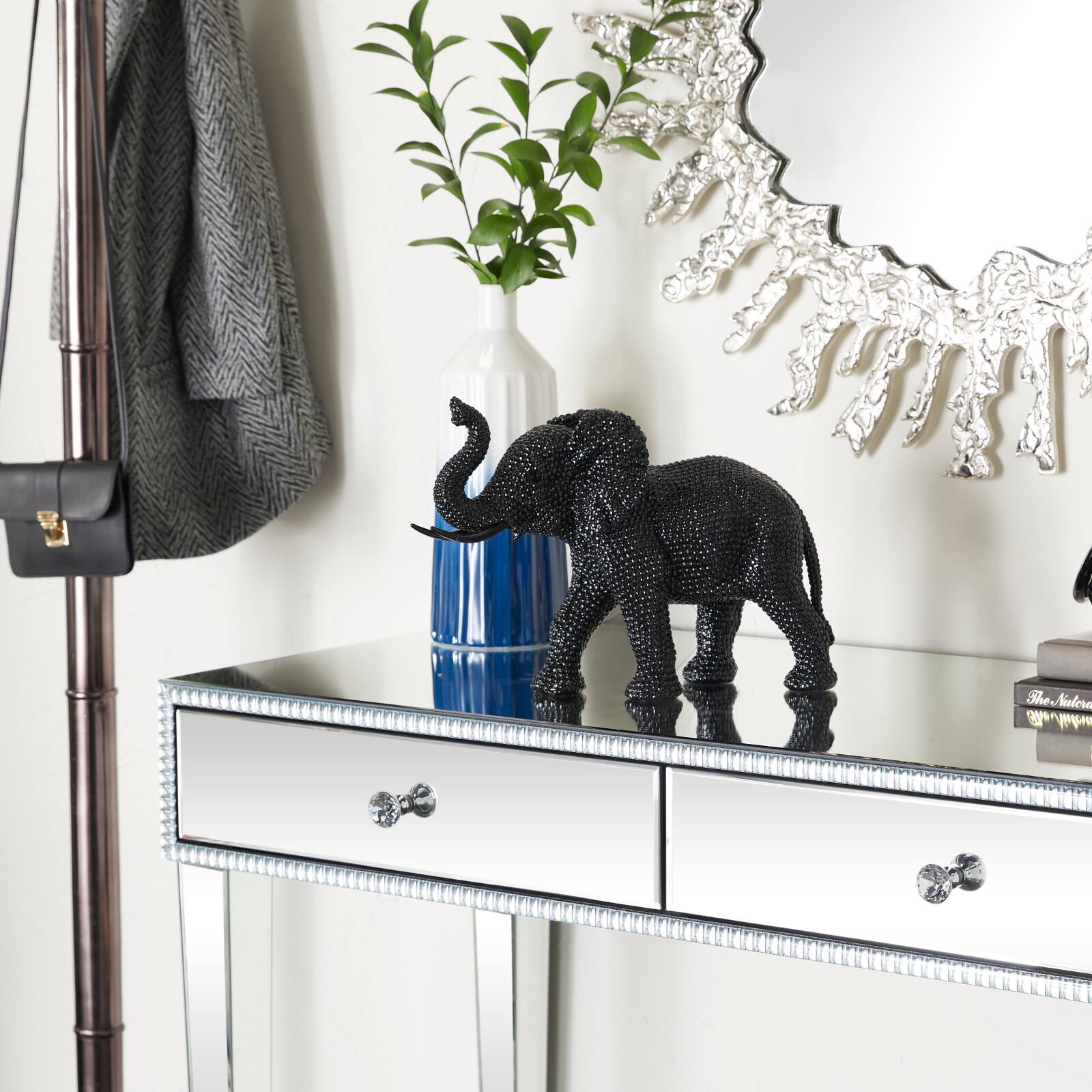 14" Black Contemporary Elephant Sculpture