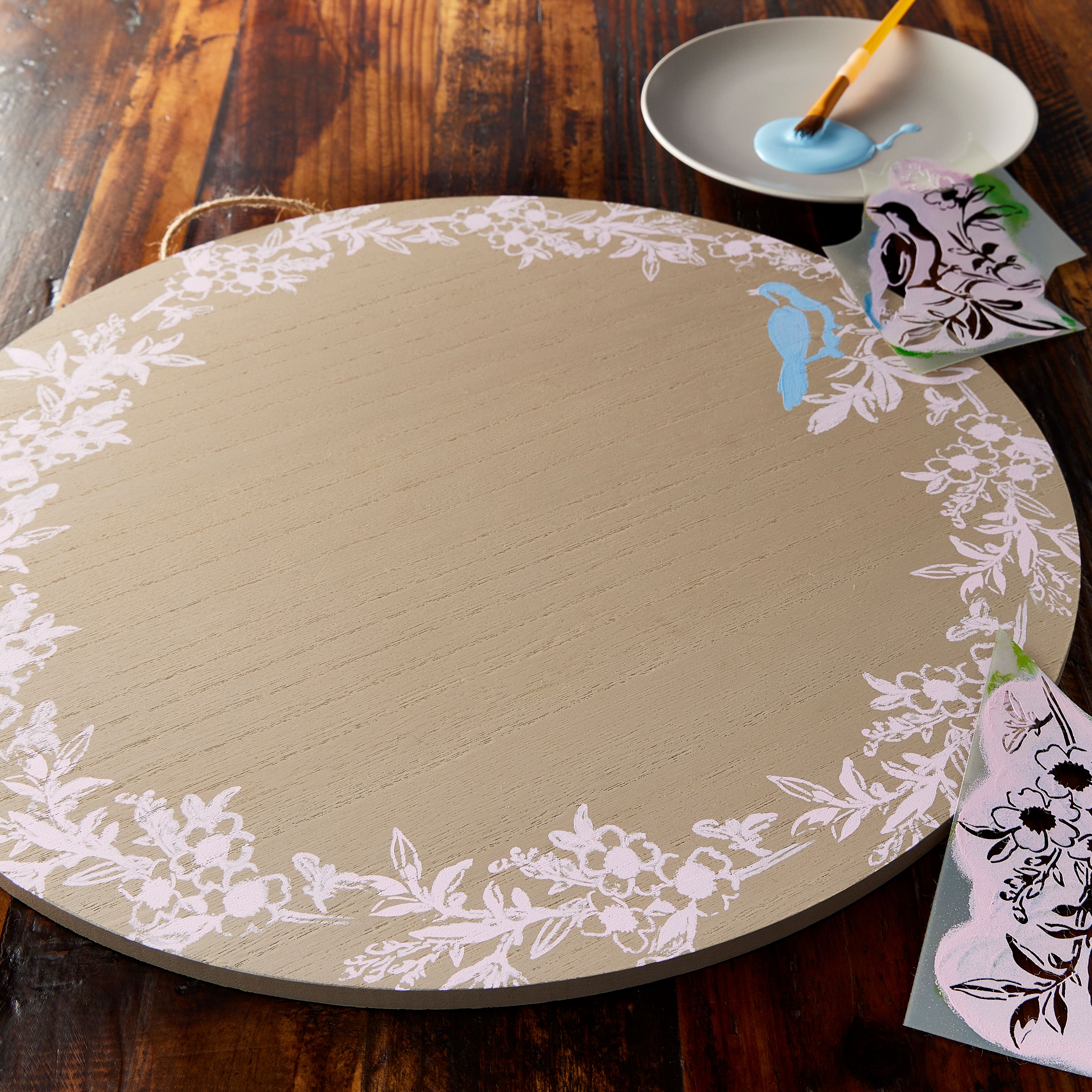 18" Greywashed Round Plaque by Make Market®