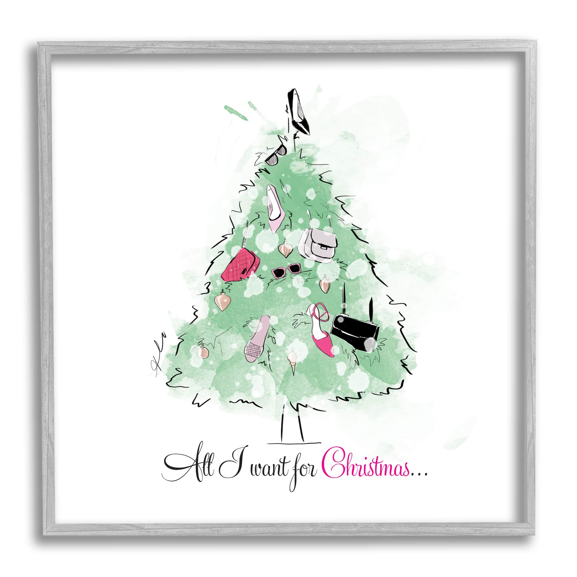 Stupell Industries All I want For Christmas Fashion Framed Giclee Art