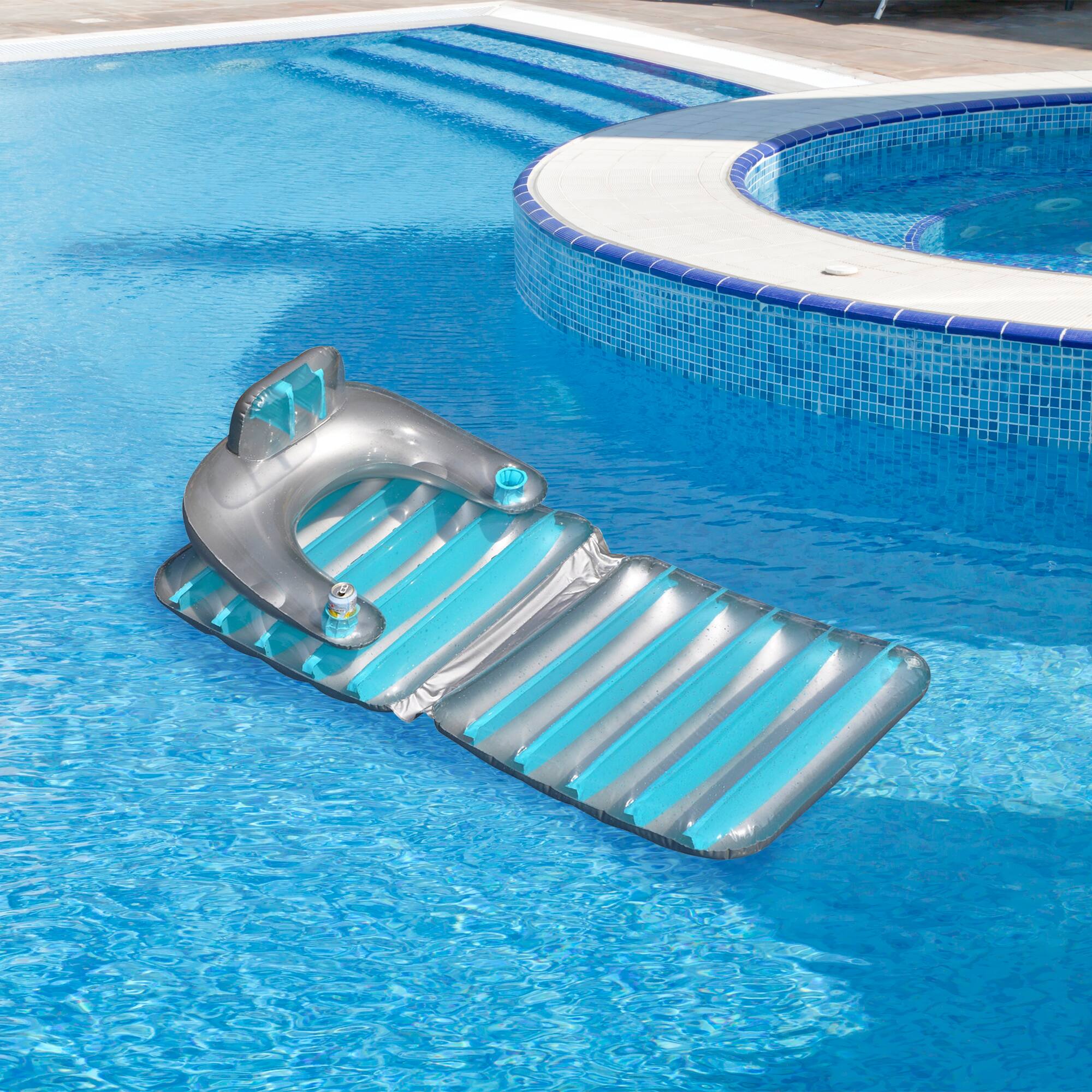 Pool Central 6.2ft. Inflatable Swimming Pool Folding Lounge Chair Float