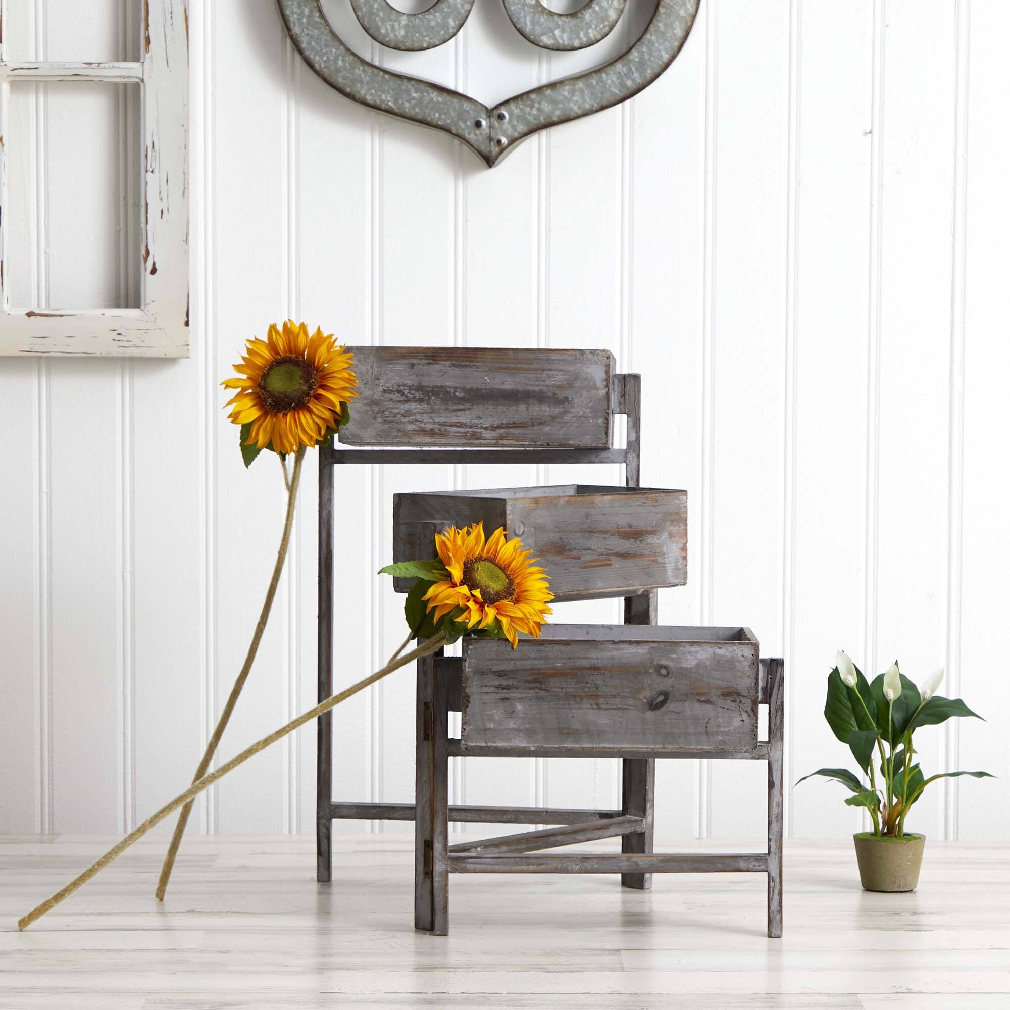 3.5ft. Gray Washed Expandable Decorative Planter