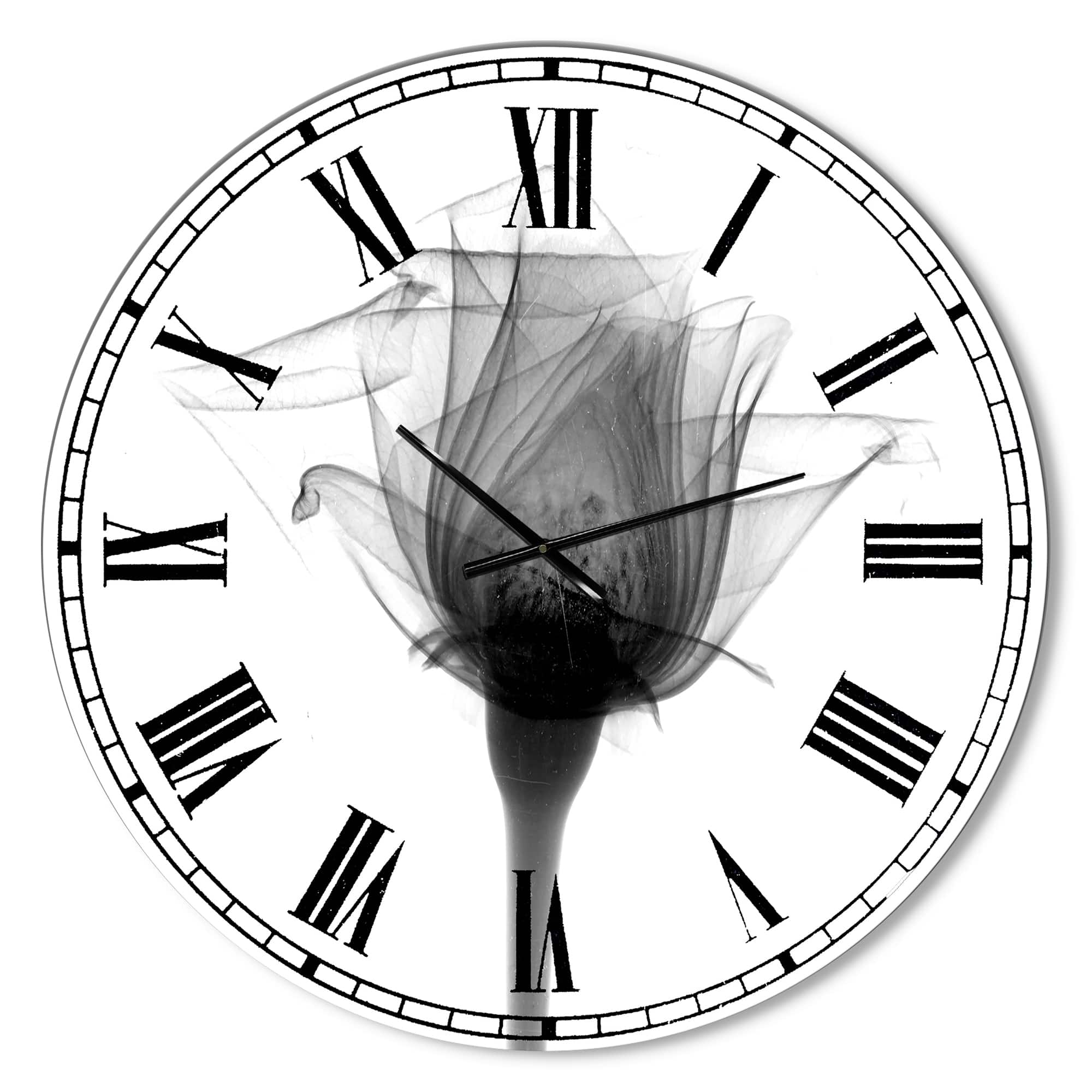 Designart &#x27;Rose #10 X-Ray Large Cottage Wall Clock