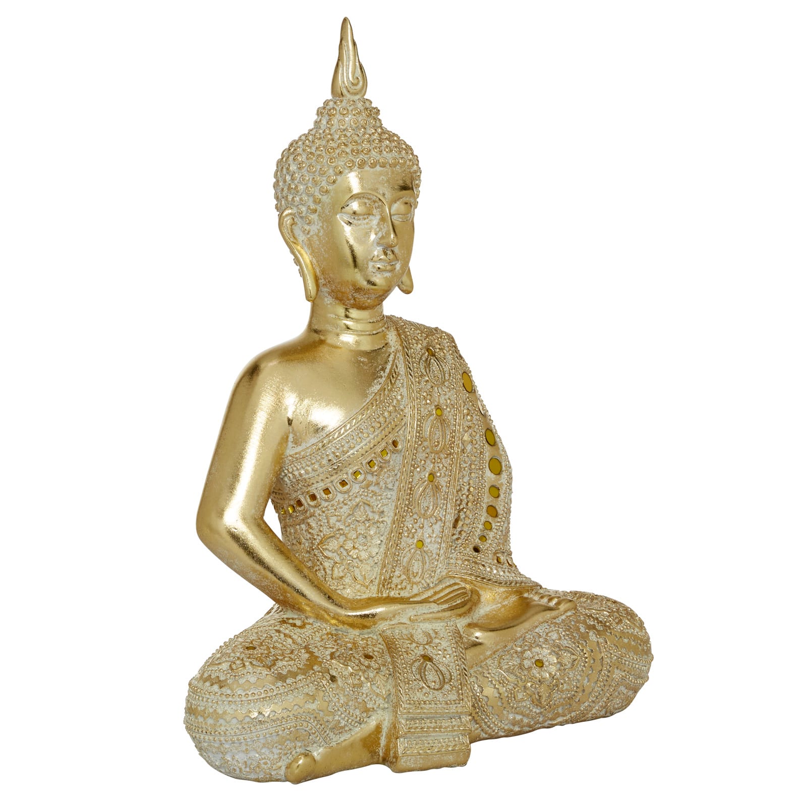 Gold Polystone Glam Sculpture, Buddha 20&#x22; x 14&#x22; x 9&#x22;