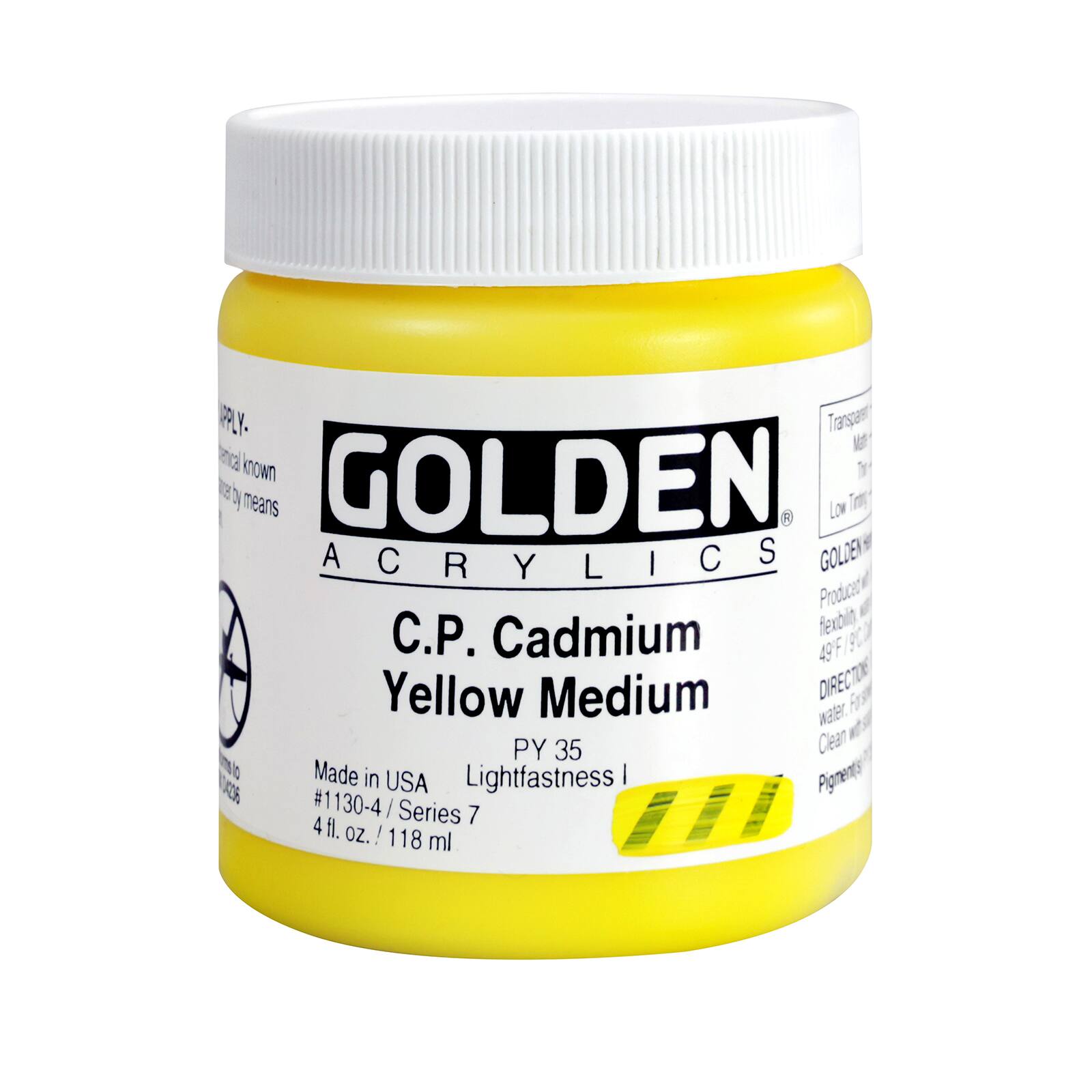 Golden Heavy Body Acrylics, 4 oz Paint in C.p. Cadmium Yellow Medium