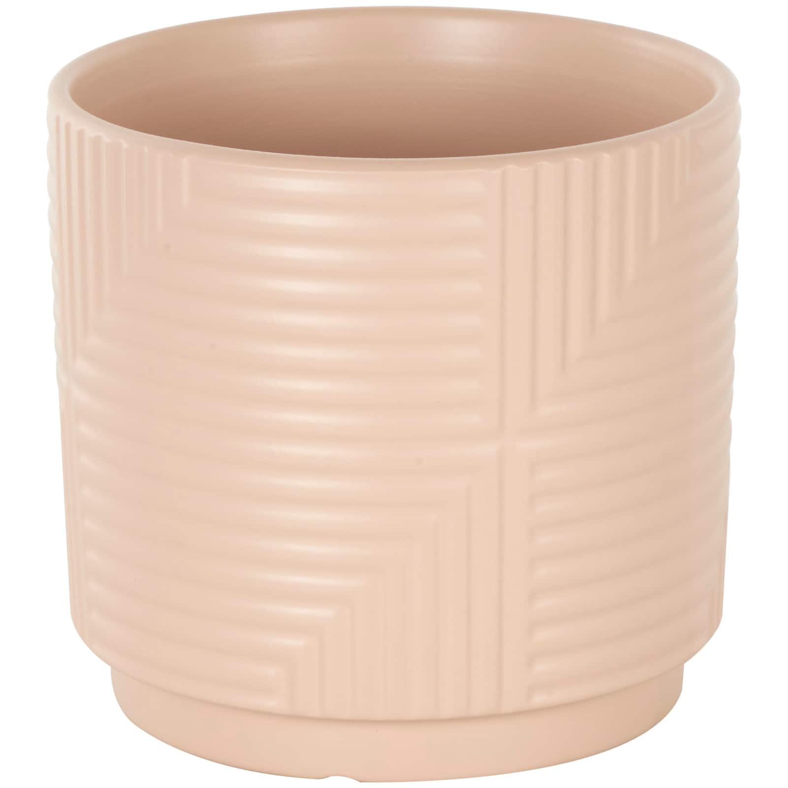 Pink Ceramic Geometric Planter Set