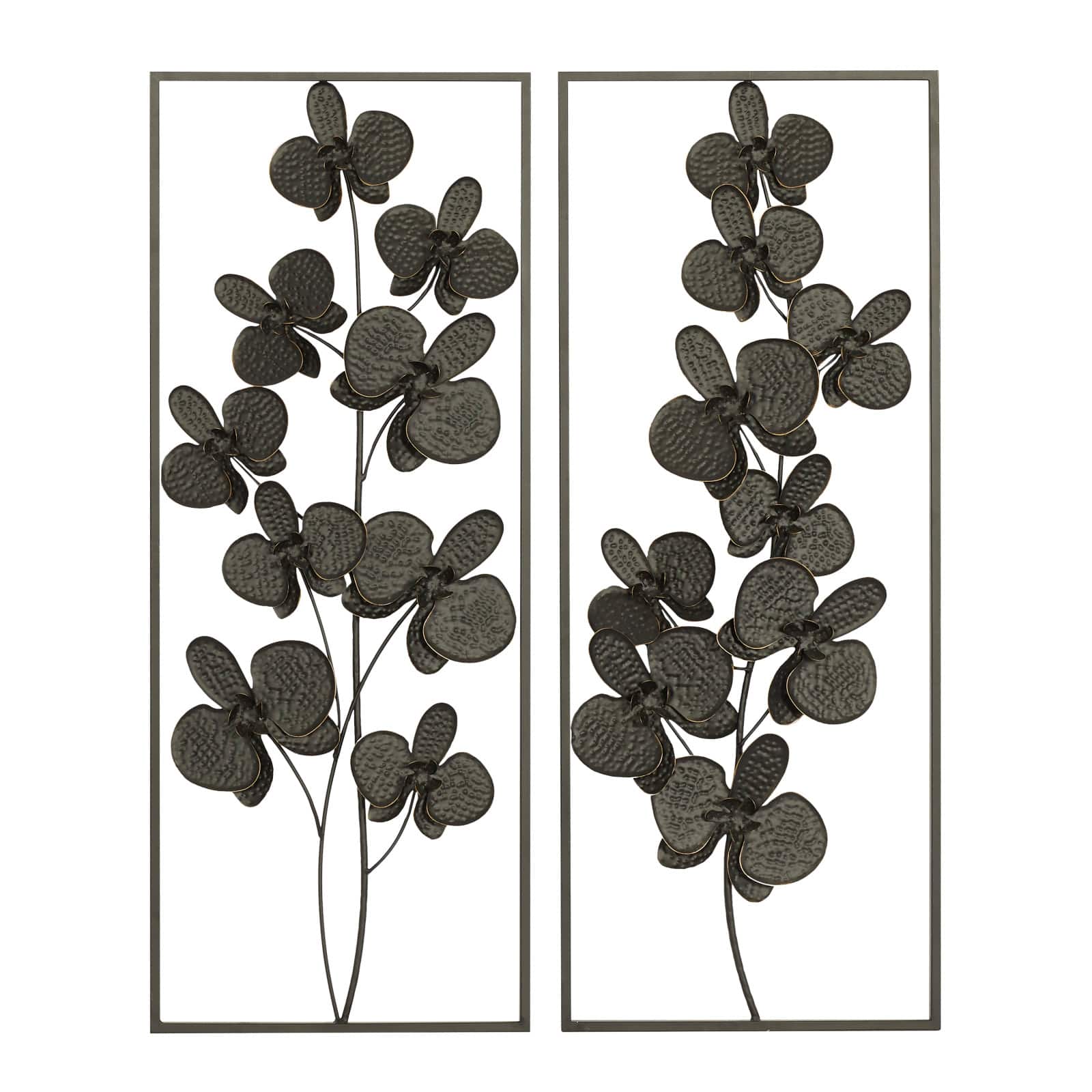 Black Floral Contemporary Wall Décor Set