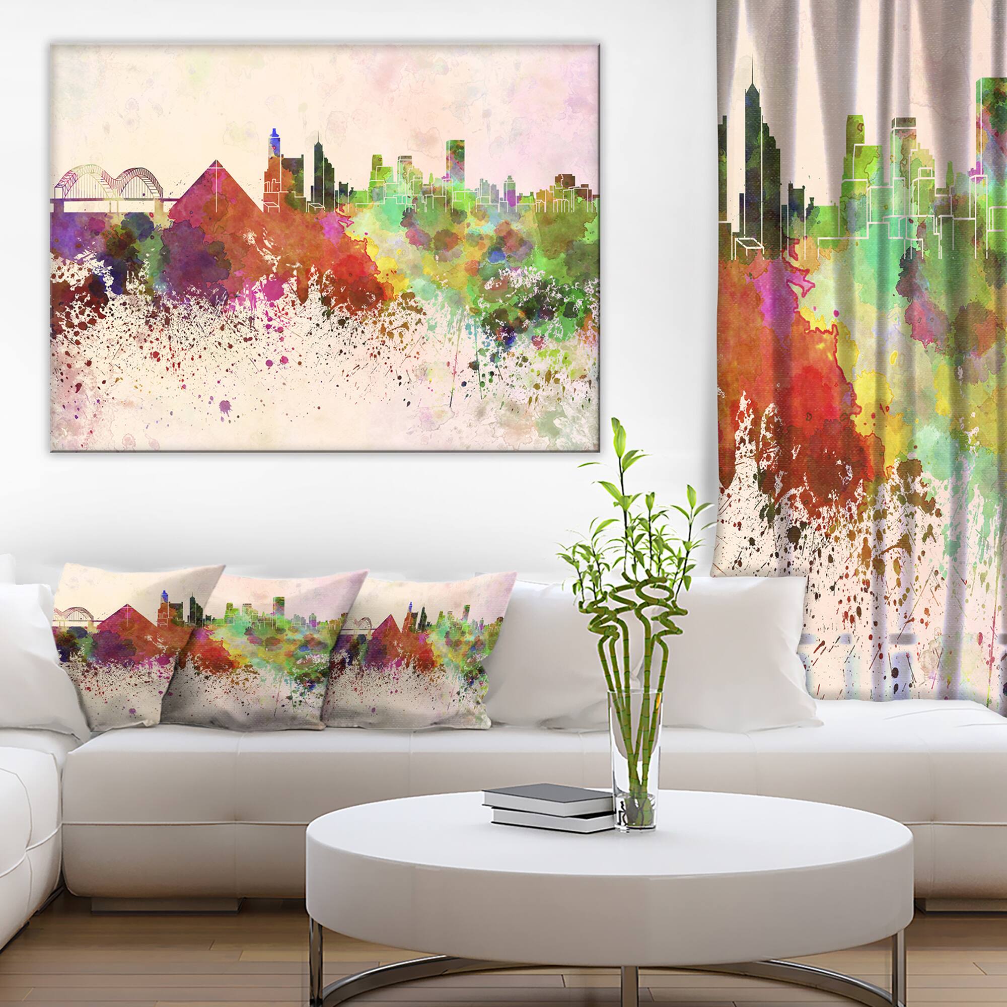 Designart - Memphis Skyline - Cityscape Canvas Artwork Print