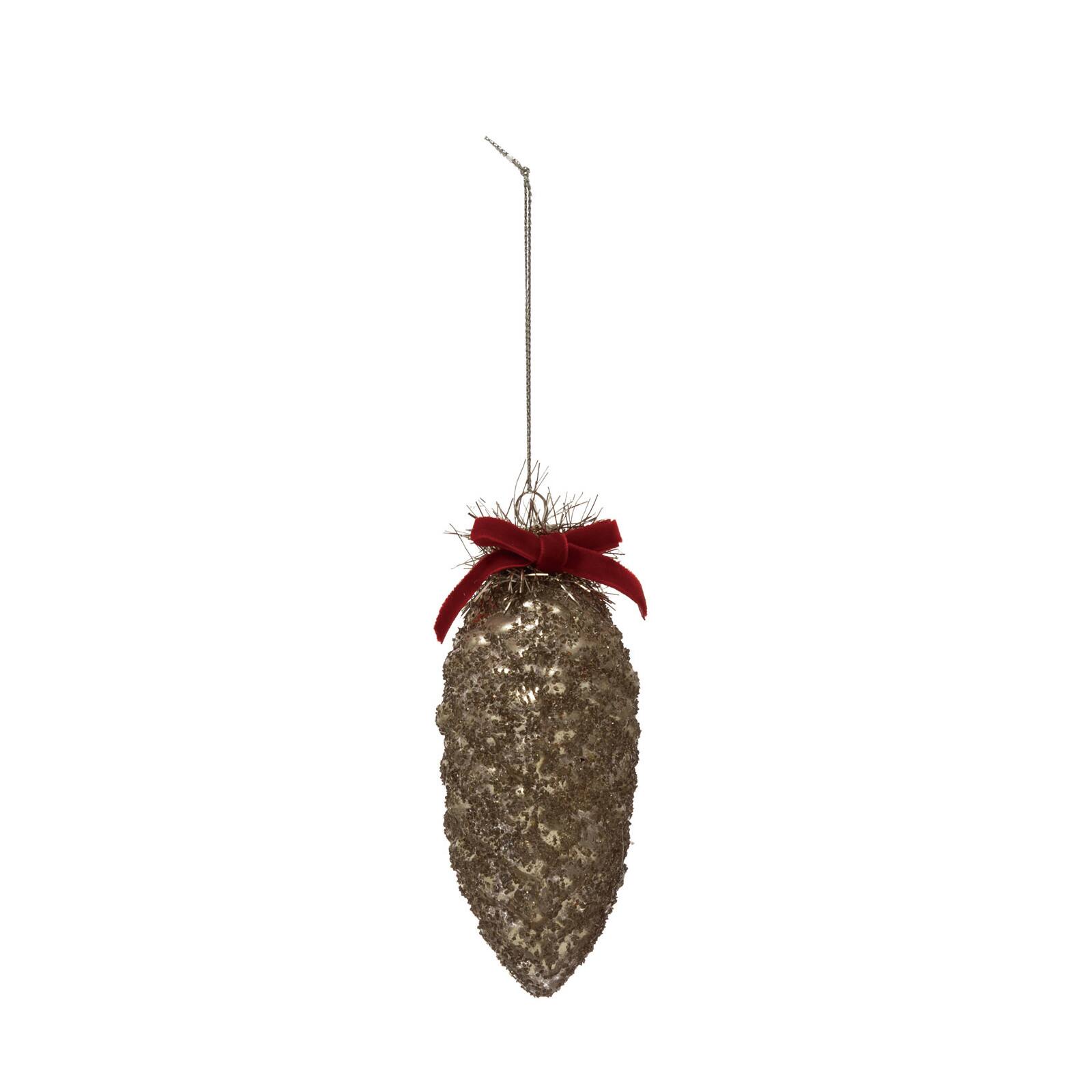 Hello Honey® Antique Silver Finish Glass Pinecone Ornament