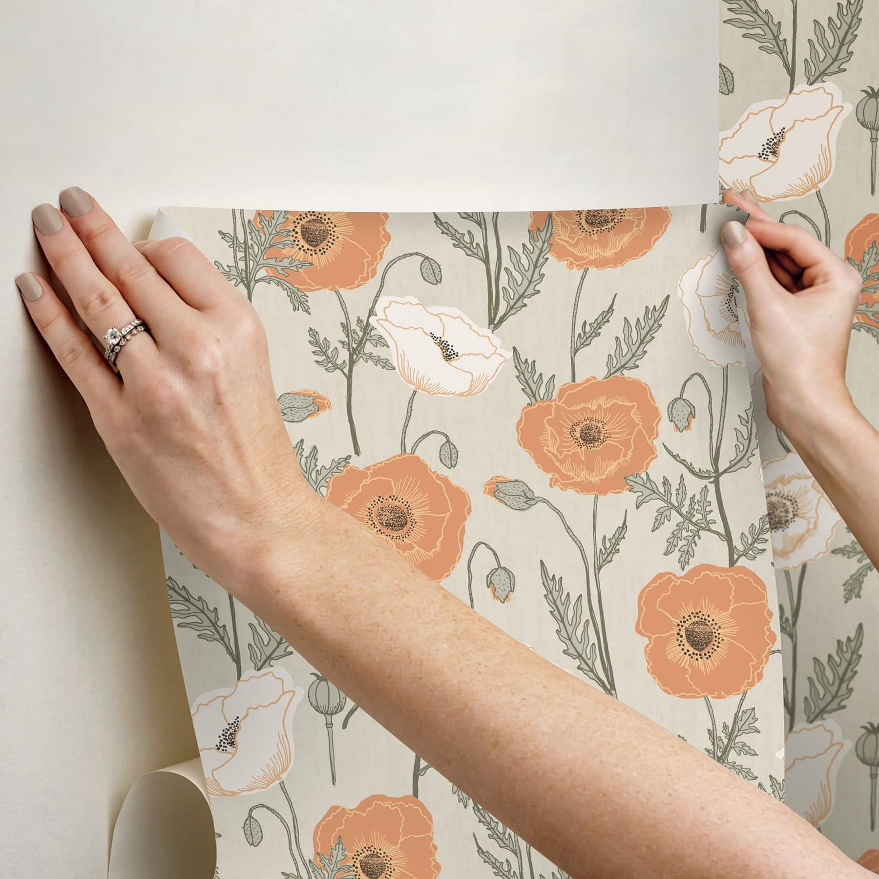 NuWallpaper Jen Hewett Poppy Field Peel &#x26; Stick Wallpaper