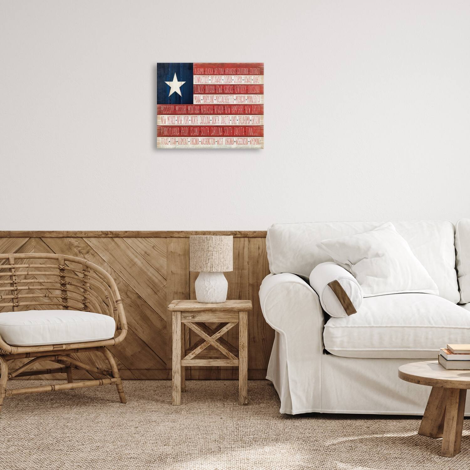 Stupell Industries American Flag with States Canvas Wall Art