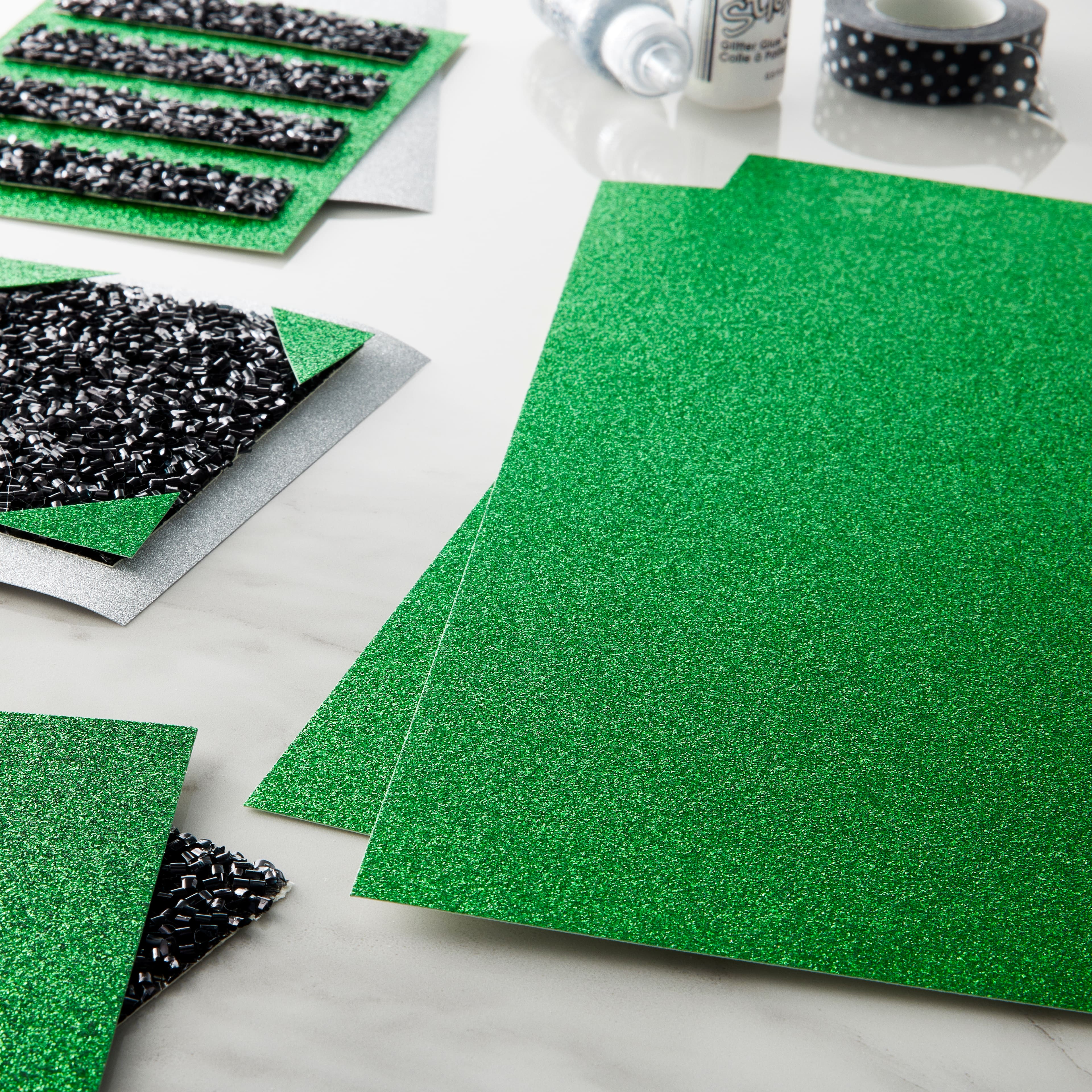 30 Pack: Green Fine Glitter Paper by Recollections&#xAE;, 12&#x22; x 12&#x22;