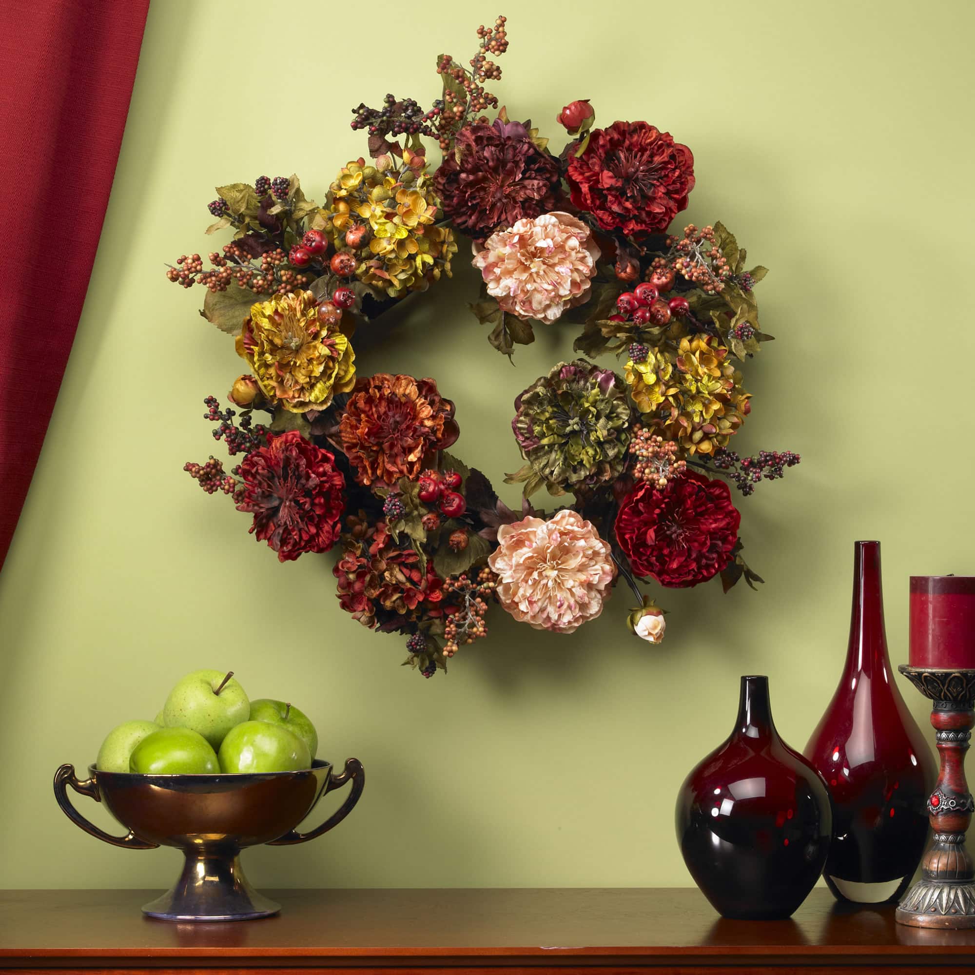 22" Autumn Hydrangea & Peony Wreath