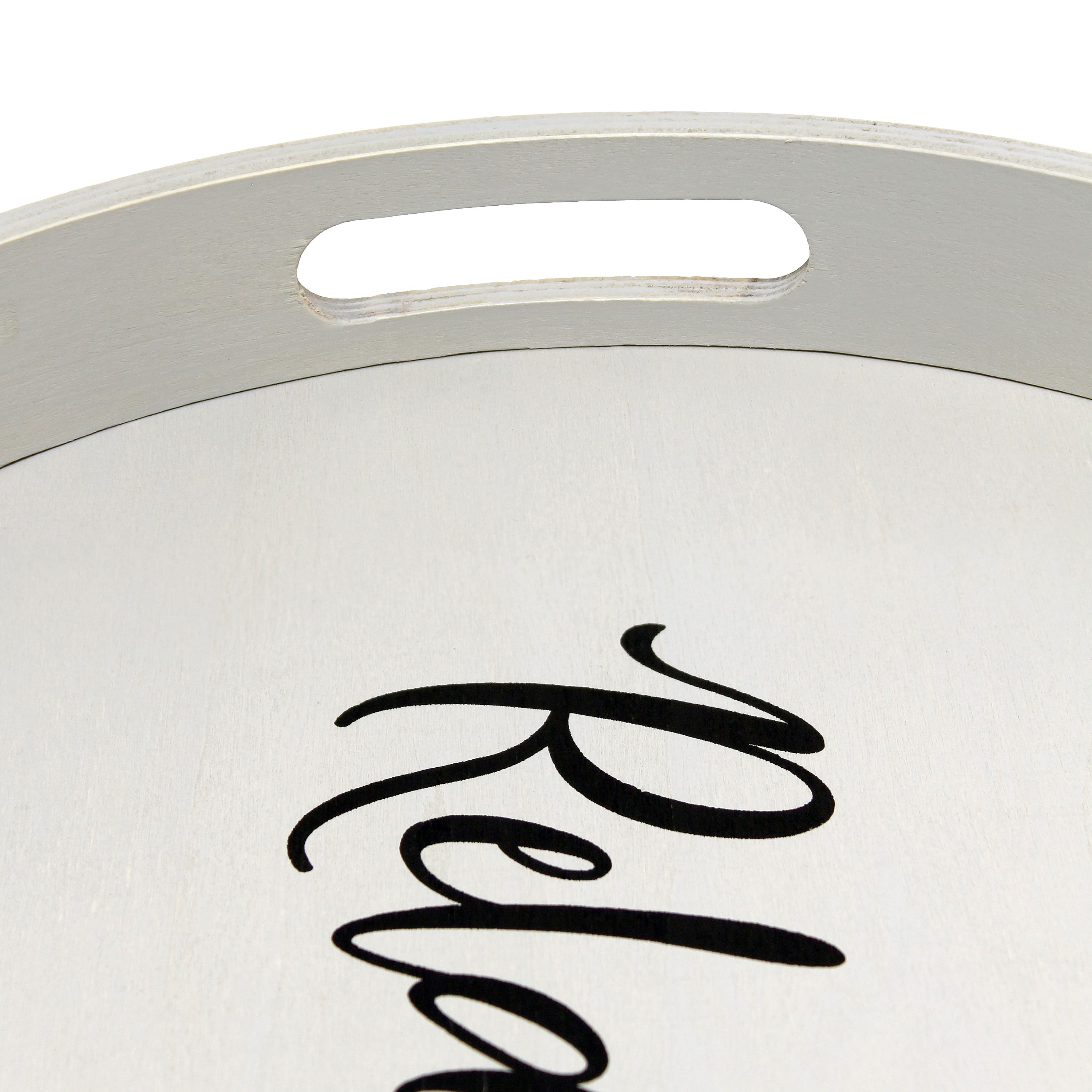 Elegant Designs&#x2122; 13.8&#x22; Round Relax Serving Tray with Handles