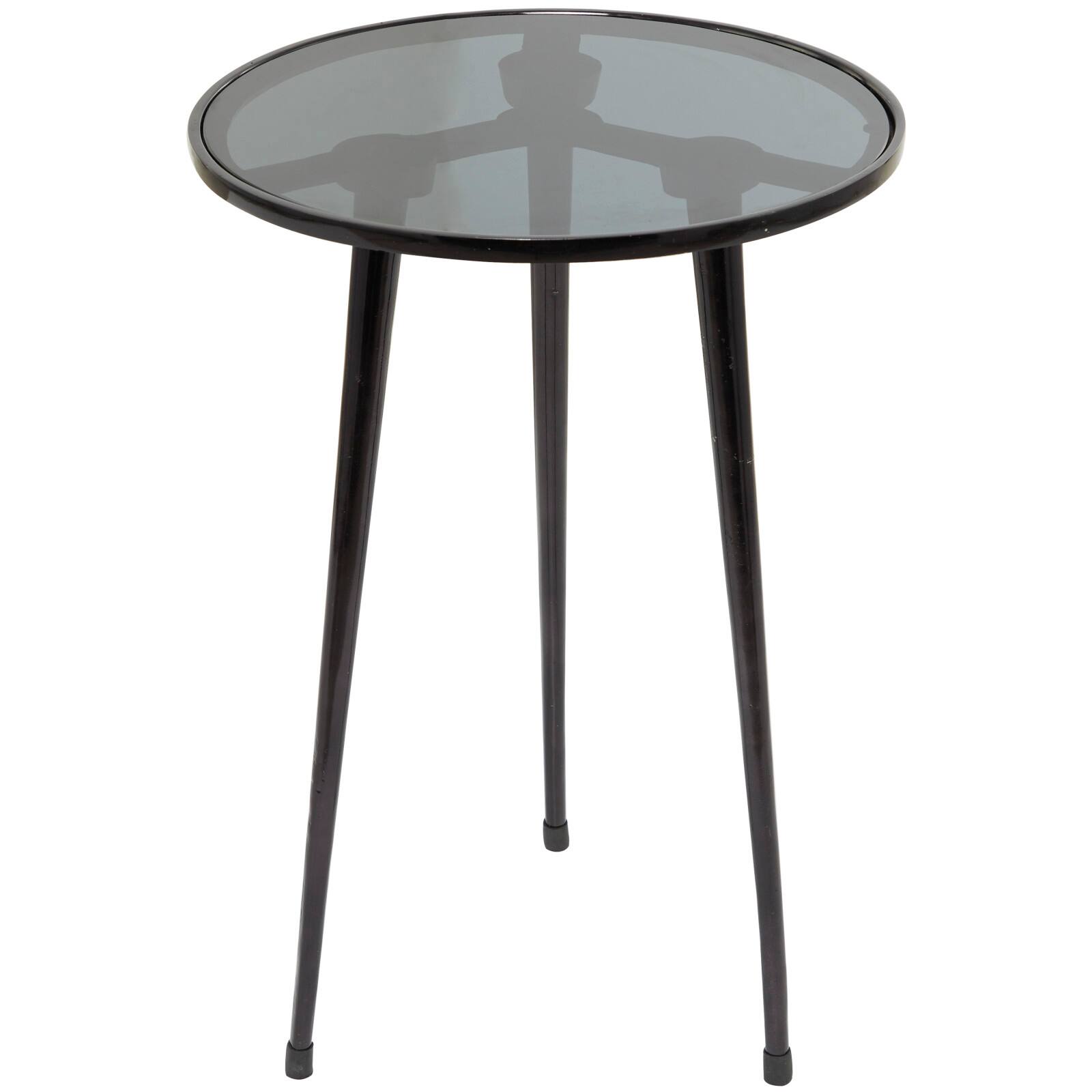 22&#x22; Aluminum Tripod Legs Accent Table with Shaded Glass Top