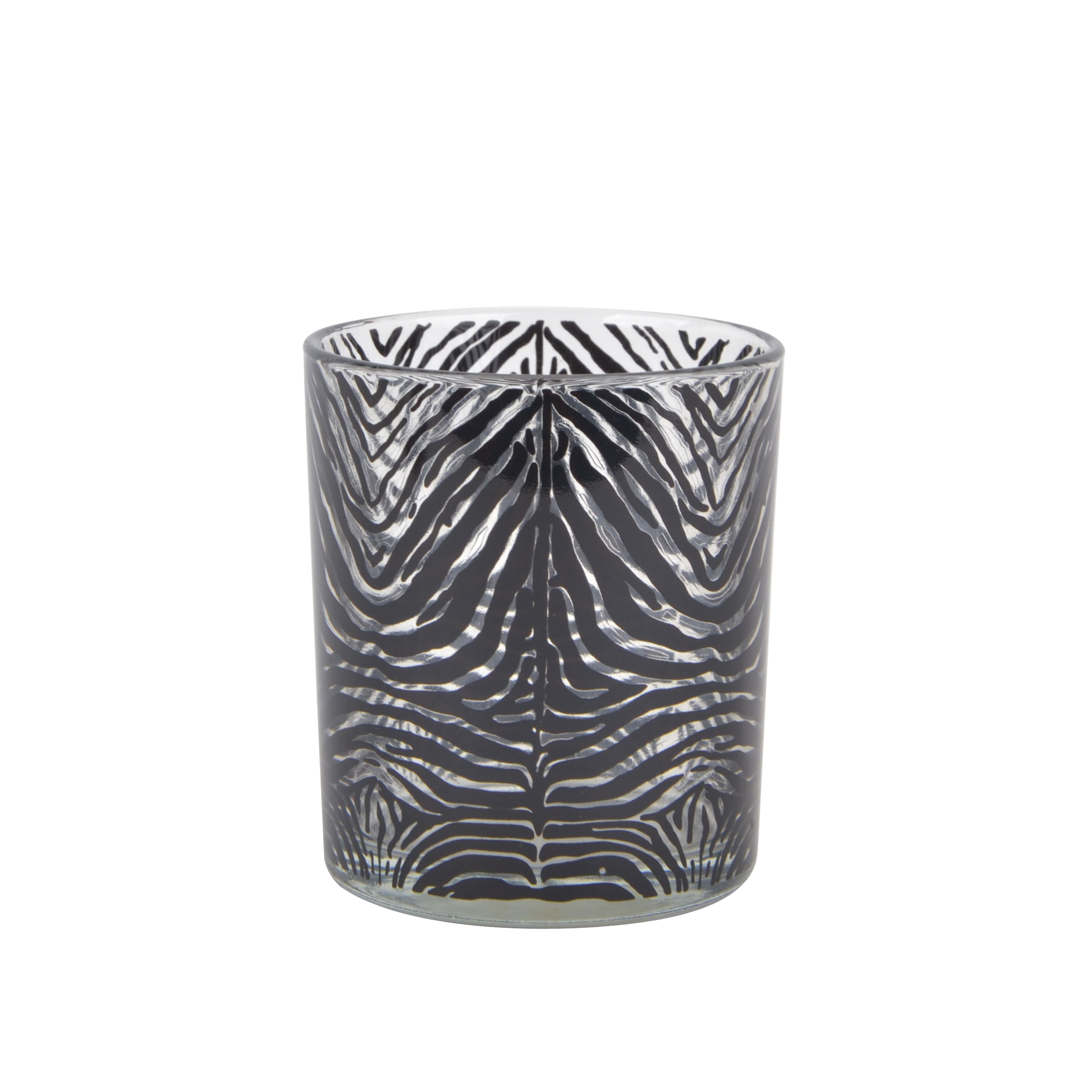 3&#x22; Zebra Print Glass Tealight Candle Holder by Ashland&#xAE;