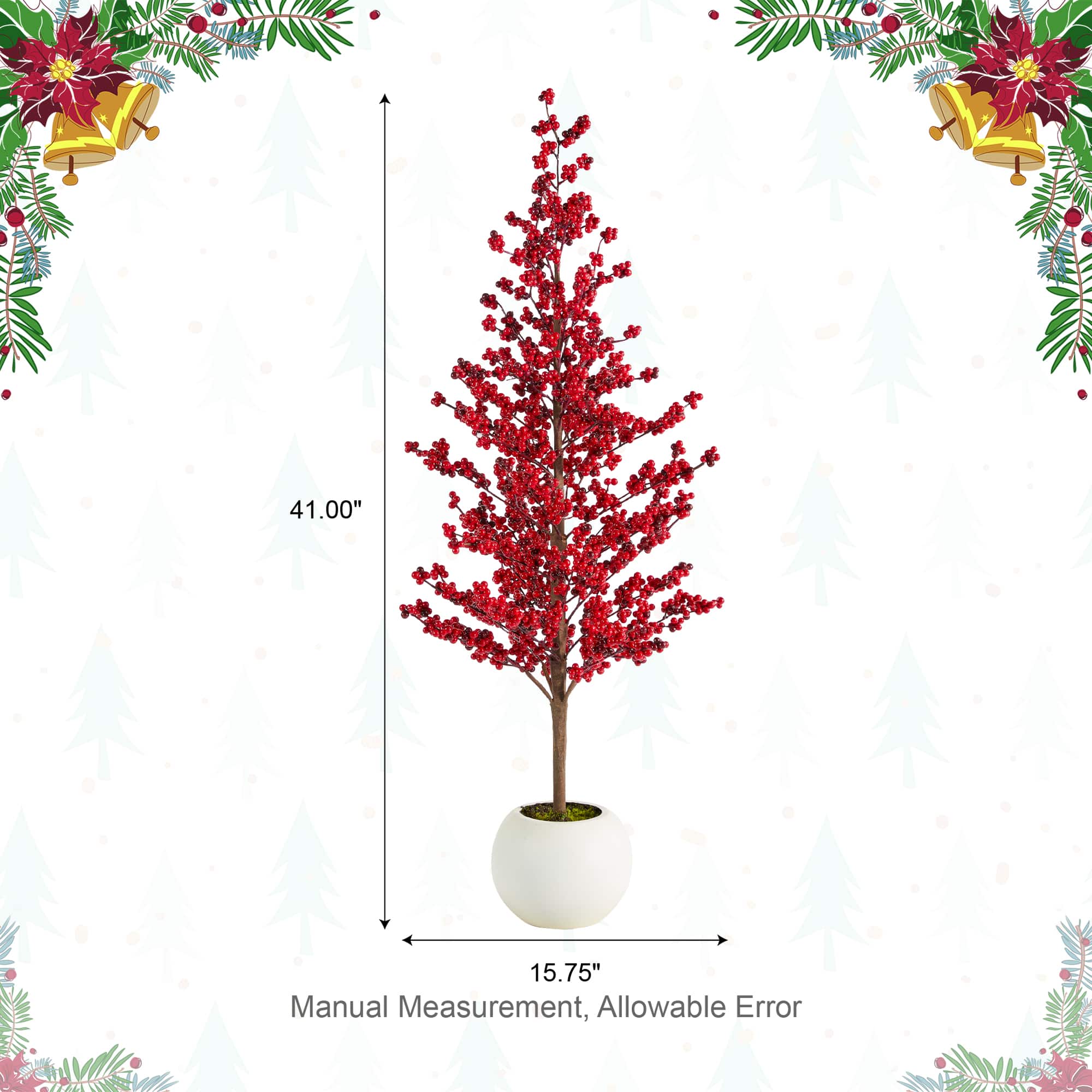 Glitzhome&#xAE; 41&#x22;H Chirstmas Berry Porch Tree