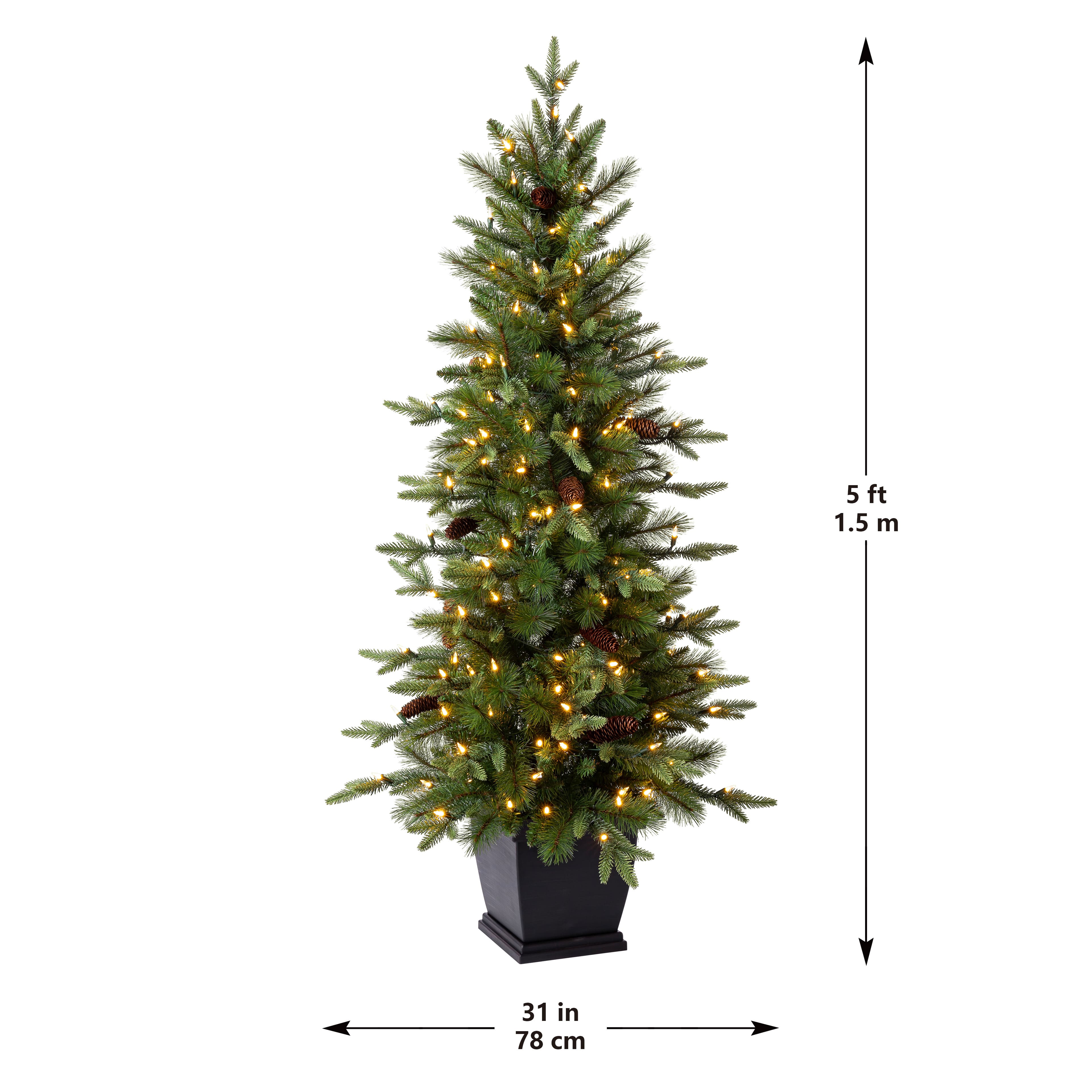 Sapin de No&#xEB;l artificiel illumin&#xE9; &#xE0; aspect de pin Luna &#xE0; DEL blanc chaud de 5&#xA0;pi d&#x2019;Ashland