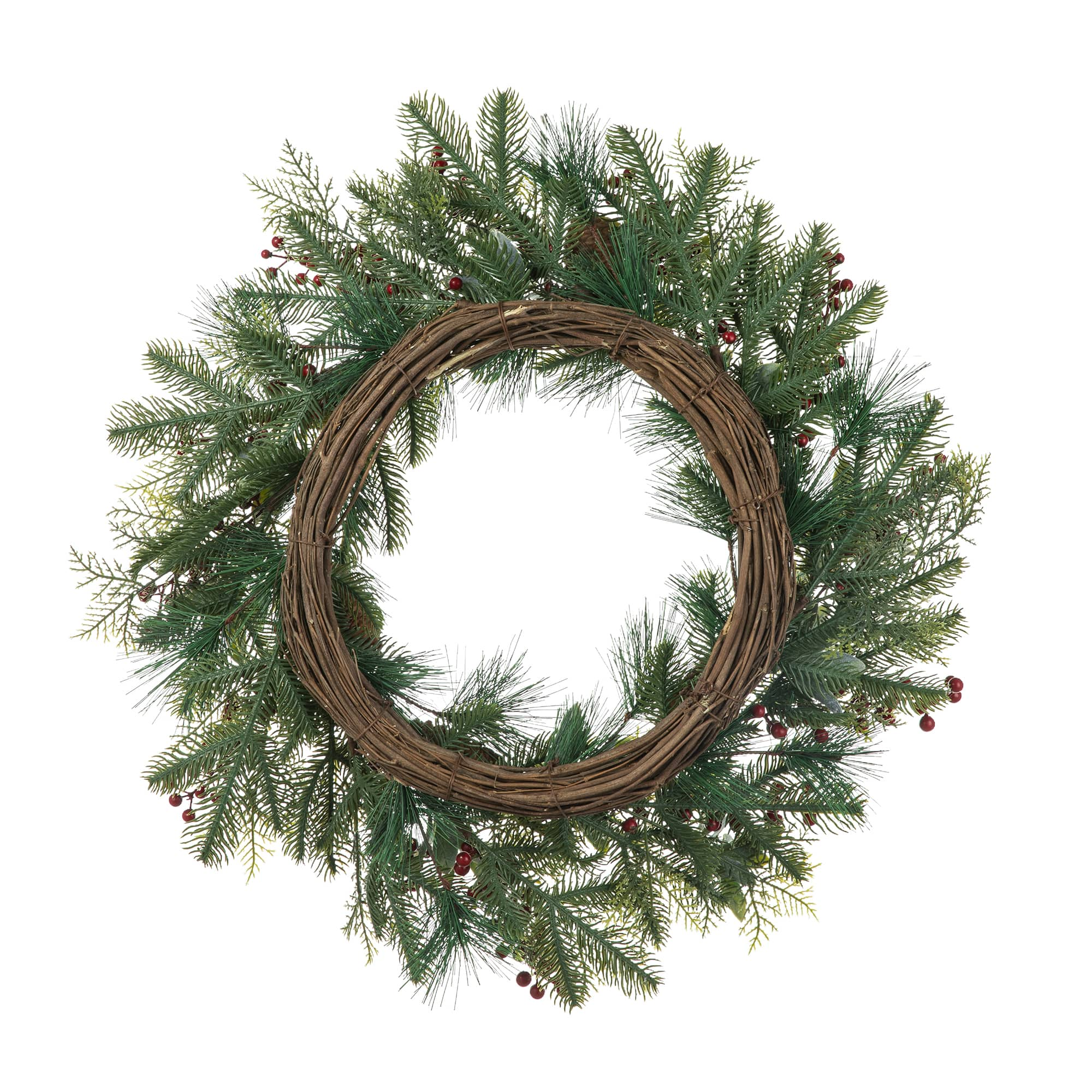 Glitzhome&#xAE; 24&#x22; Christmas Pinecone, Leaf &#x26; Berry Wreath