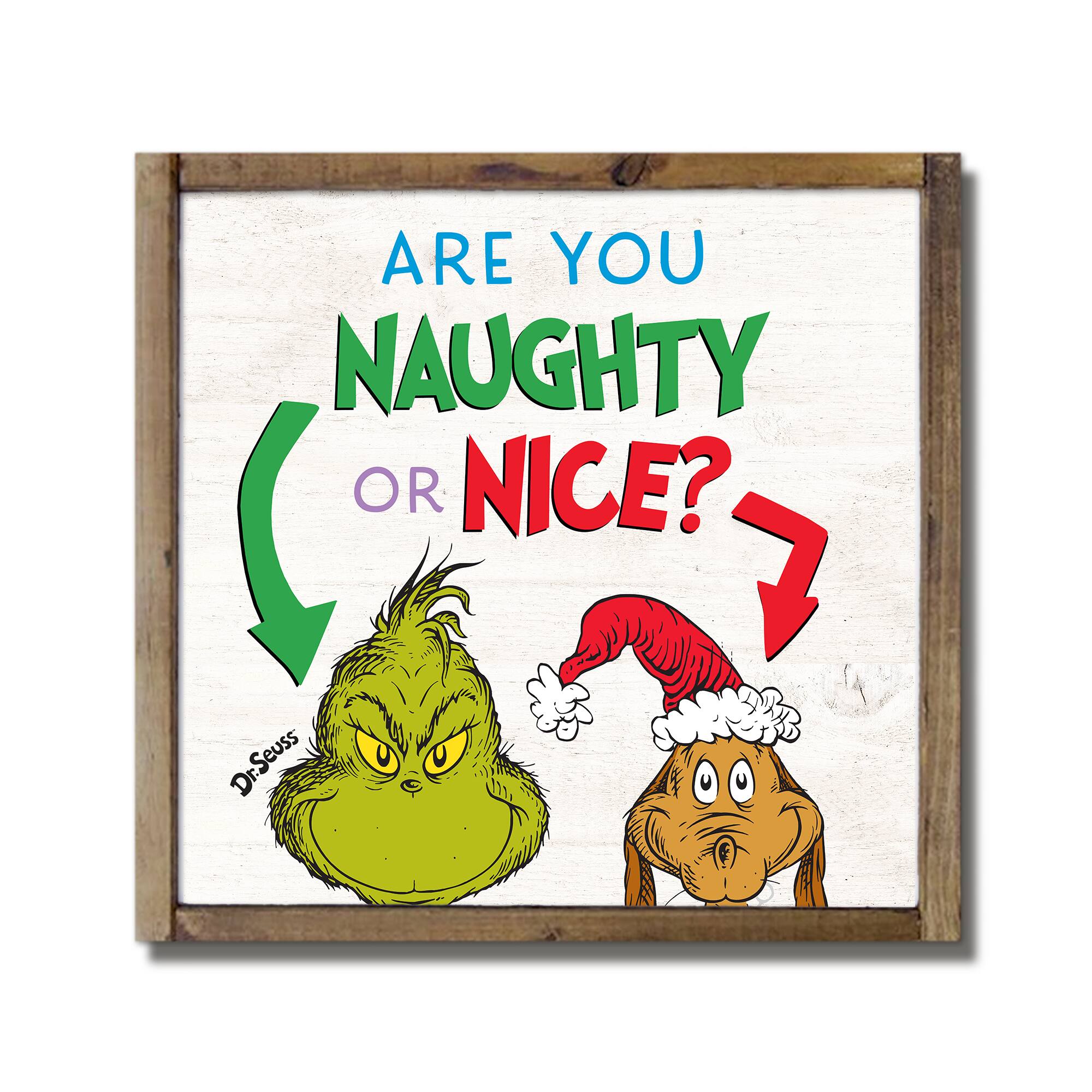 13.5" The Grinch Naughty or Nice Framed Wood Plaque