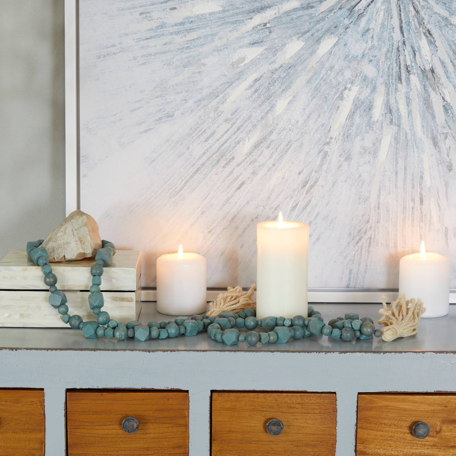 80&#x22; Geometric Wood Bead Garland with Tassels