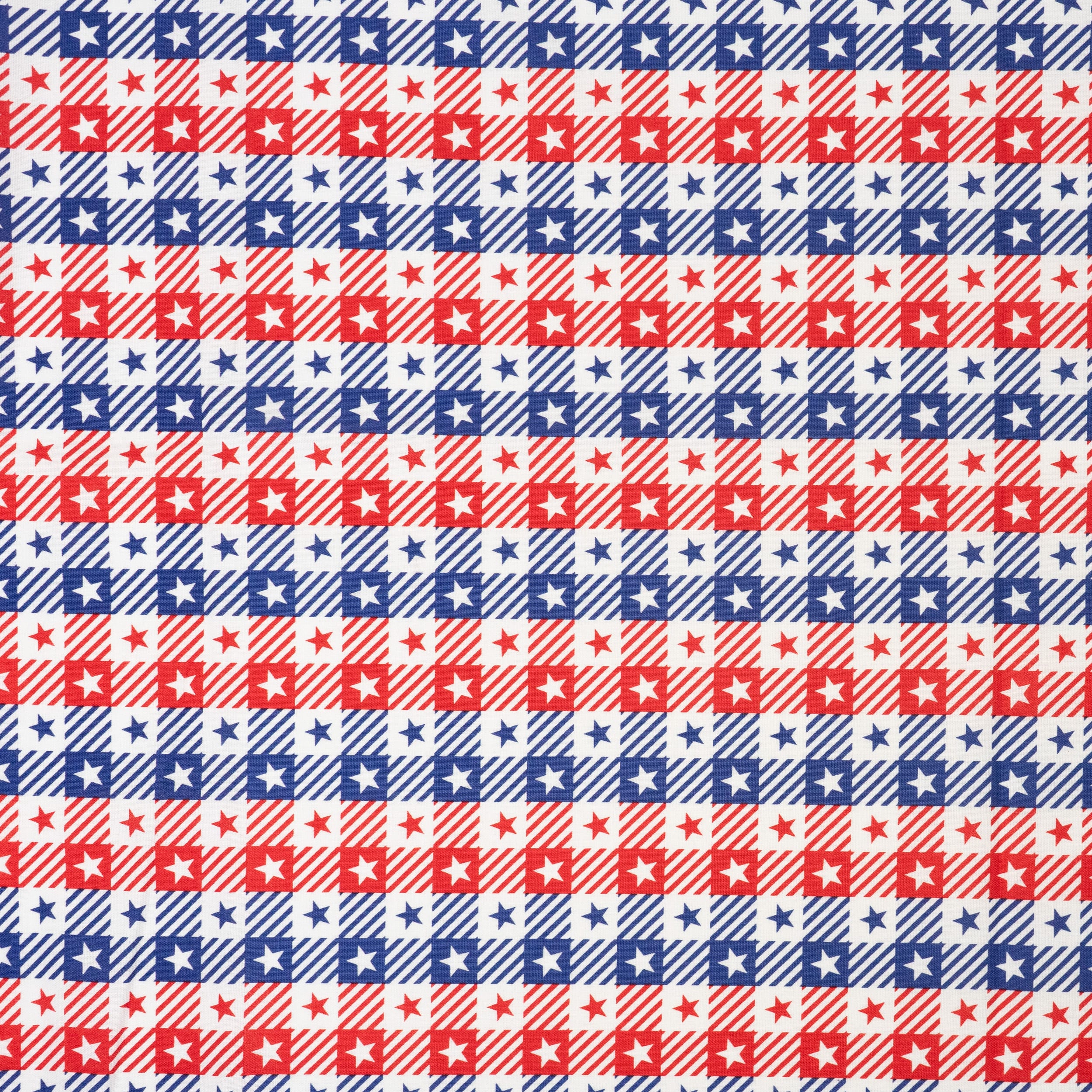 SINGER Gingham Patriotic Stars Cotton Fabric