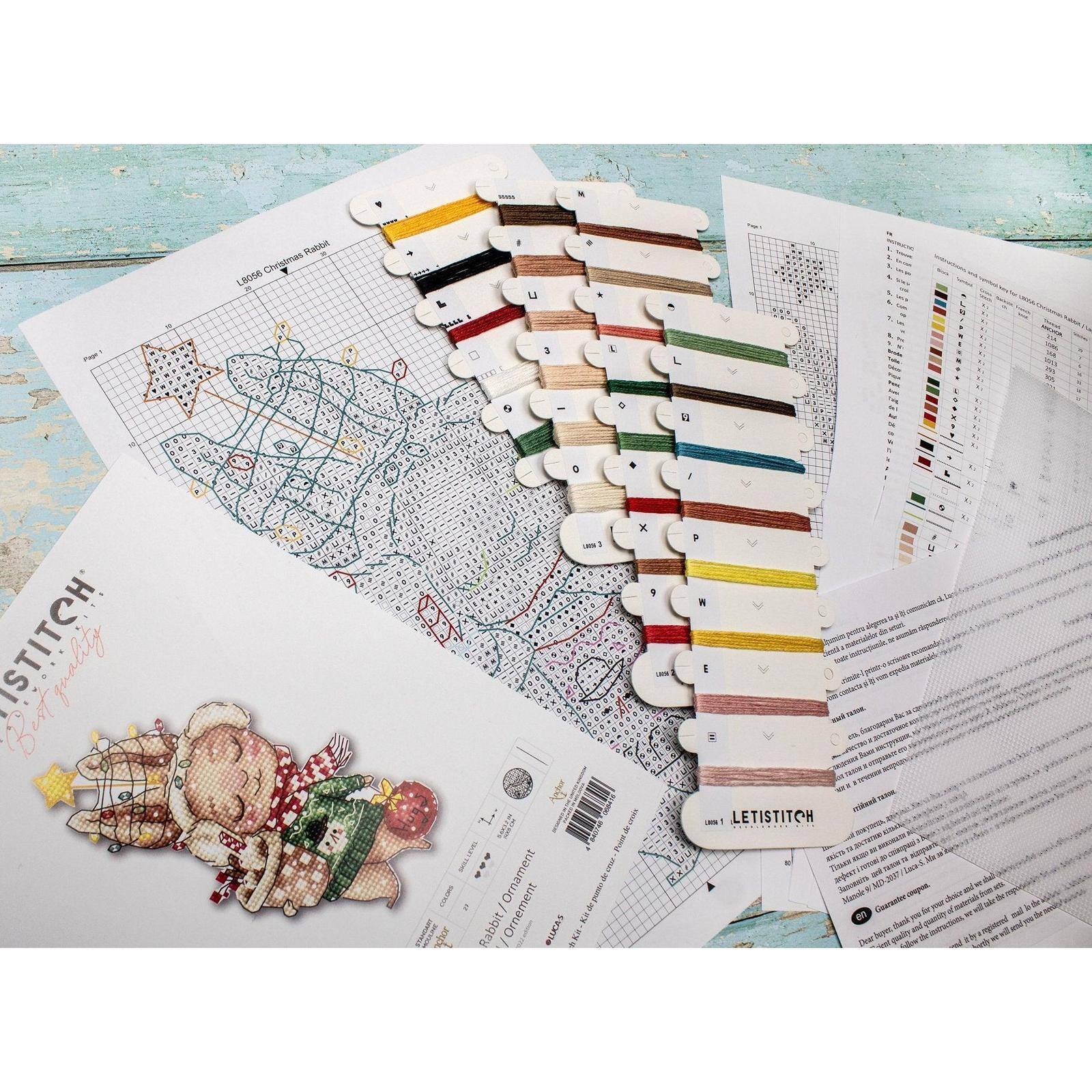 Letistitch Christmas Rabbit Ornament Counted Cross Stitch Kit