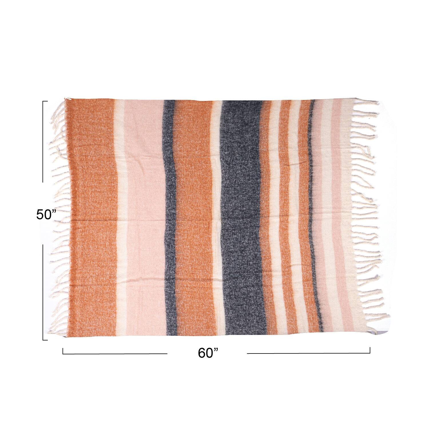 Hello Honey® Multicolor Light Striped Acrylic and Wool Throw Blanket