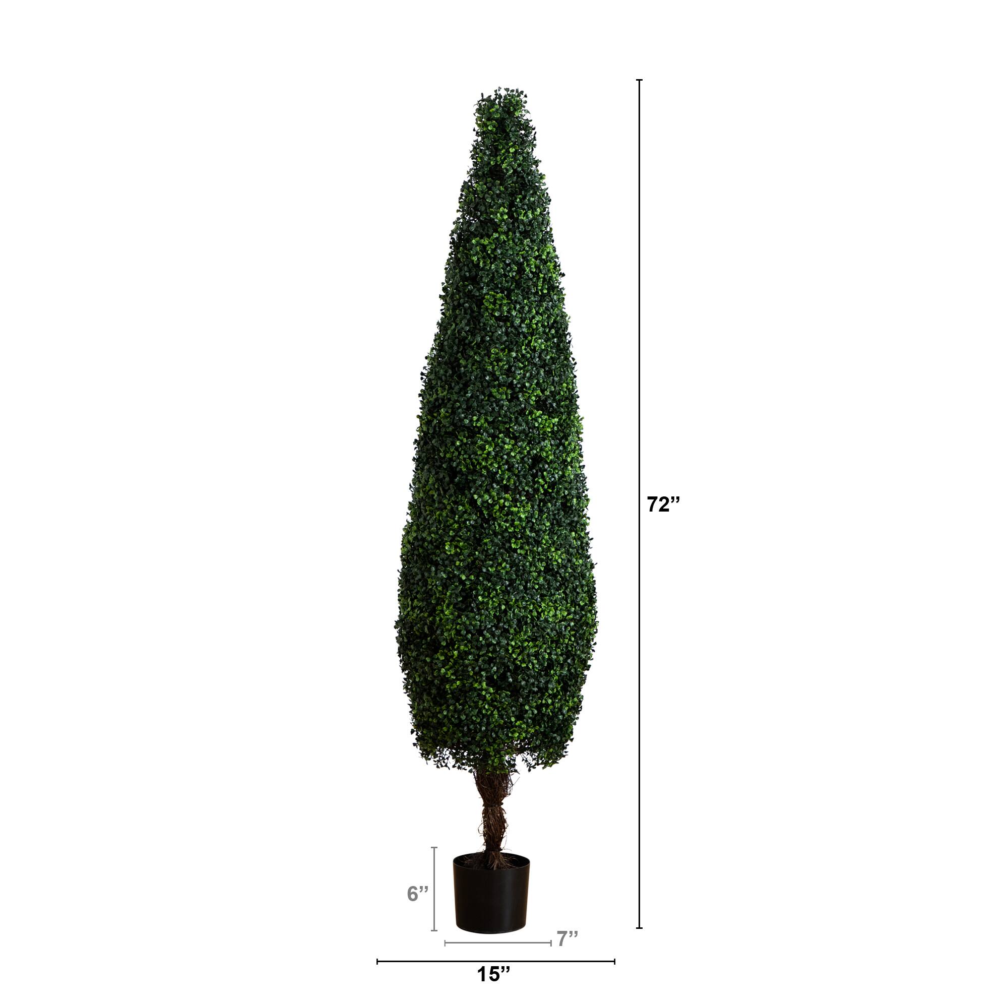 6ft. UV-Resistant Potted Boxwood Topiary Cone Tree