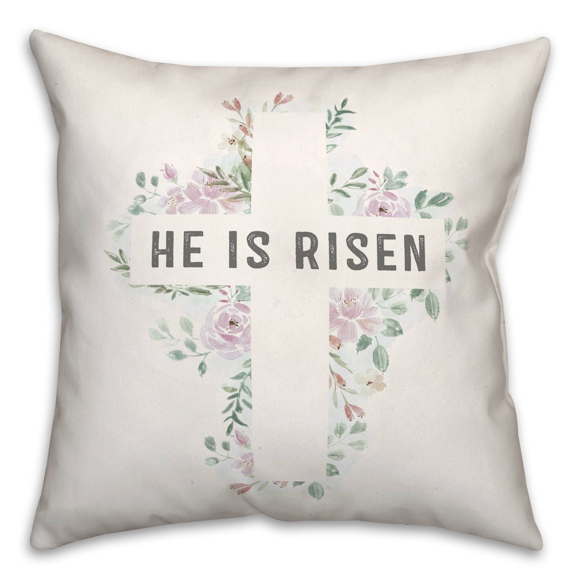 Watercolor Floral Cross Pillow 2 18" x 18" Throw Pillow