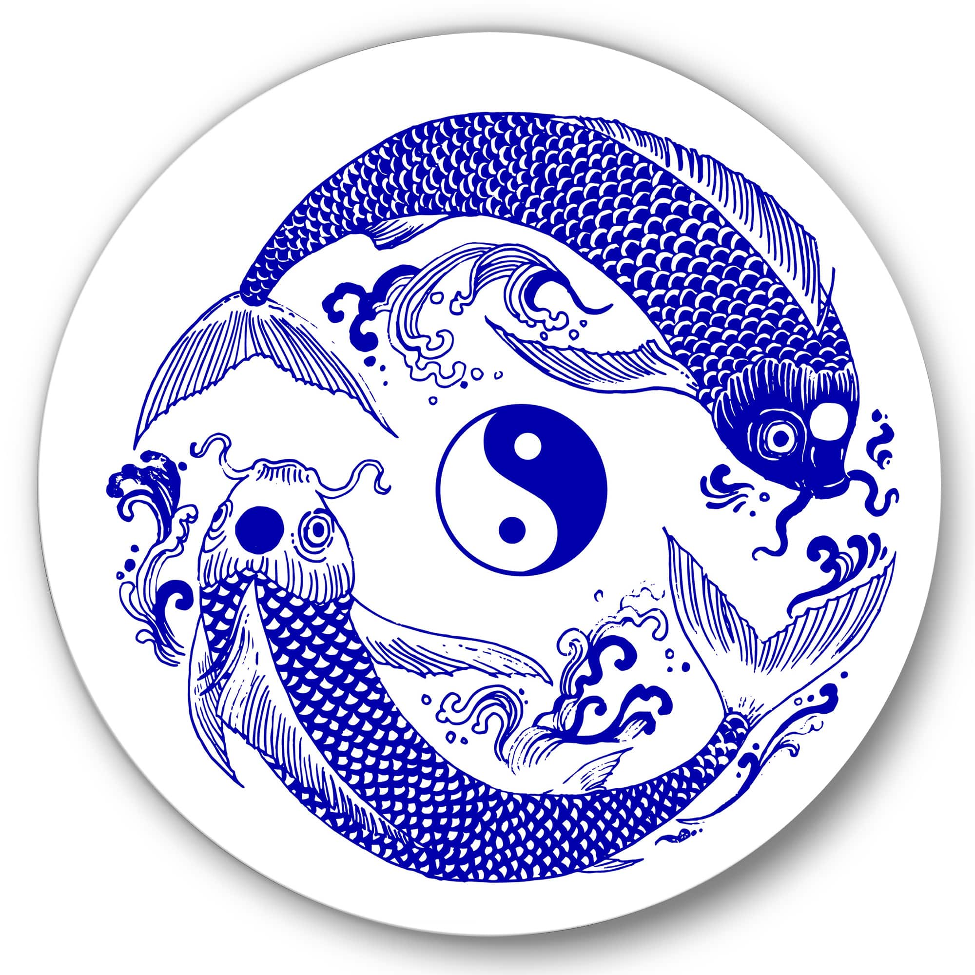 Designart - Chinoiserie Koi Fish II - Traditional Metal Circle Wall Art