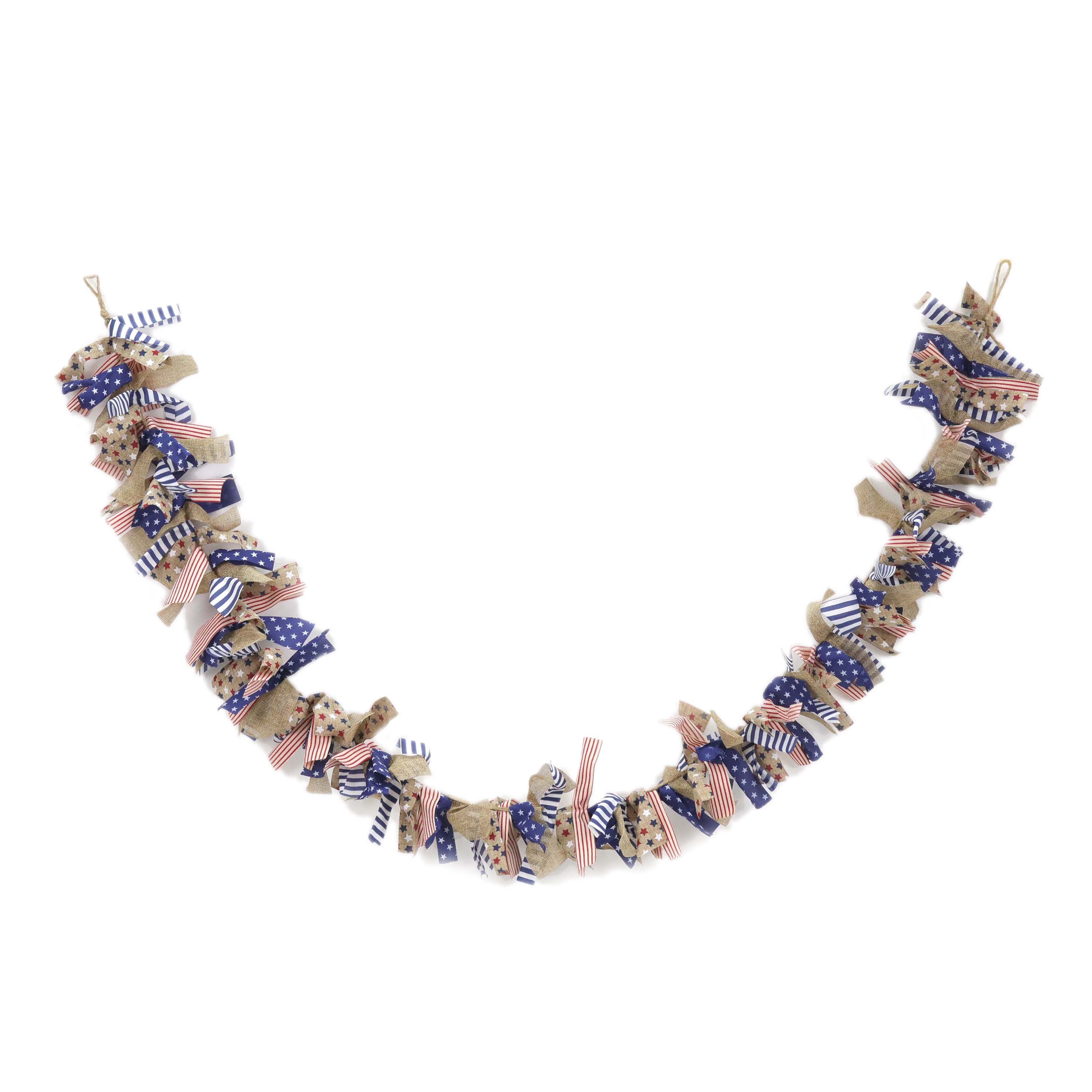 6ft. Red, White &#x26; Blue Burlap Star Garland by Celebrate It&#x2122;