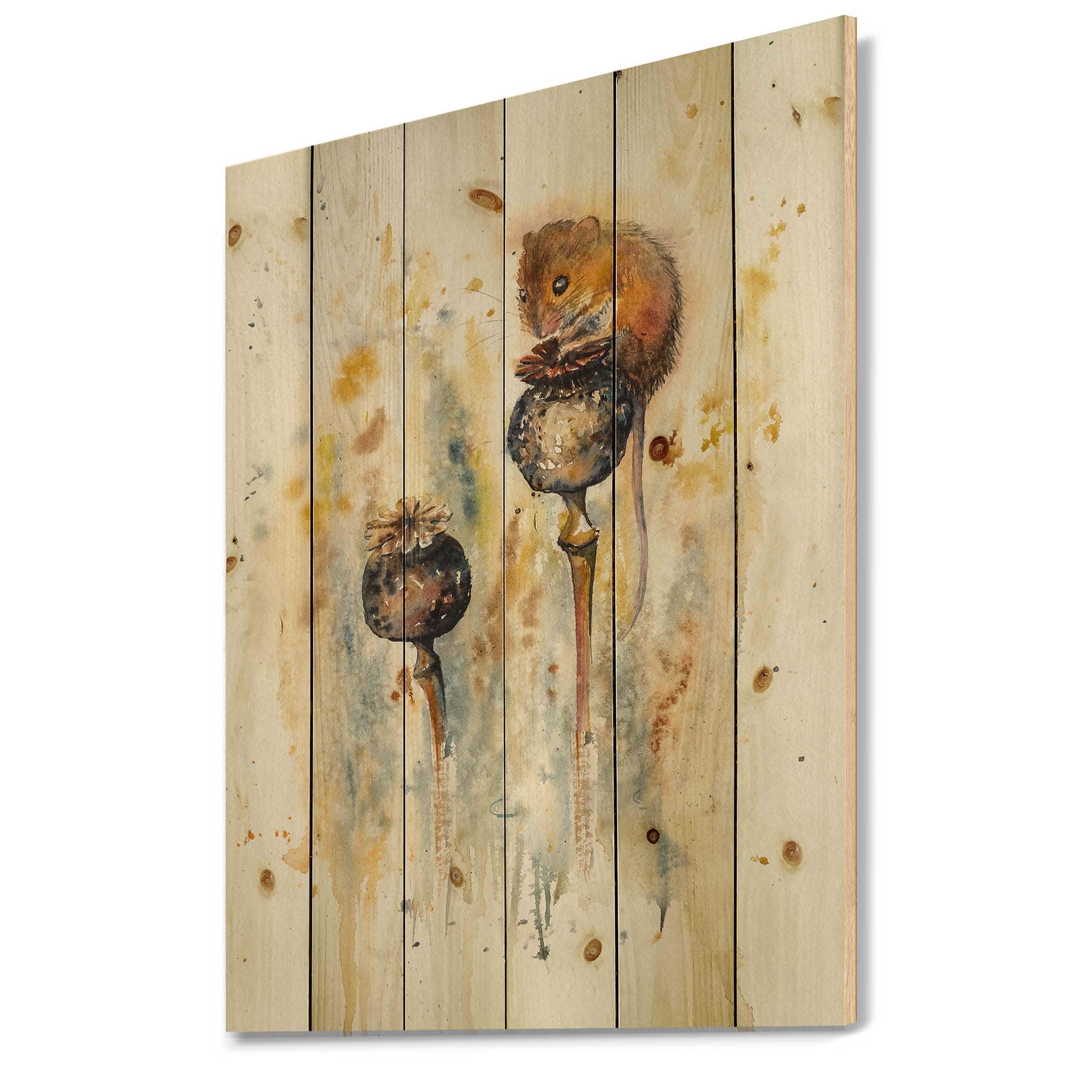 Designart - Mouse Sitting On Poppies