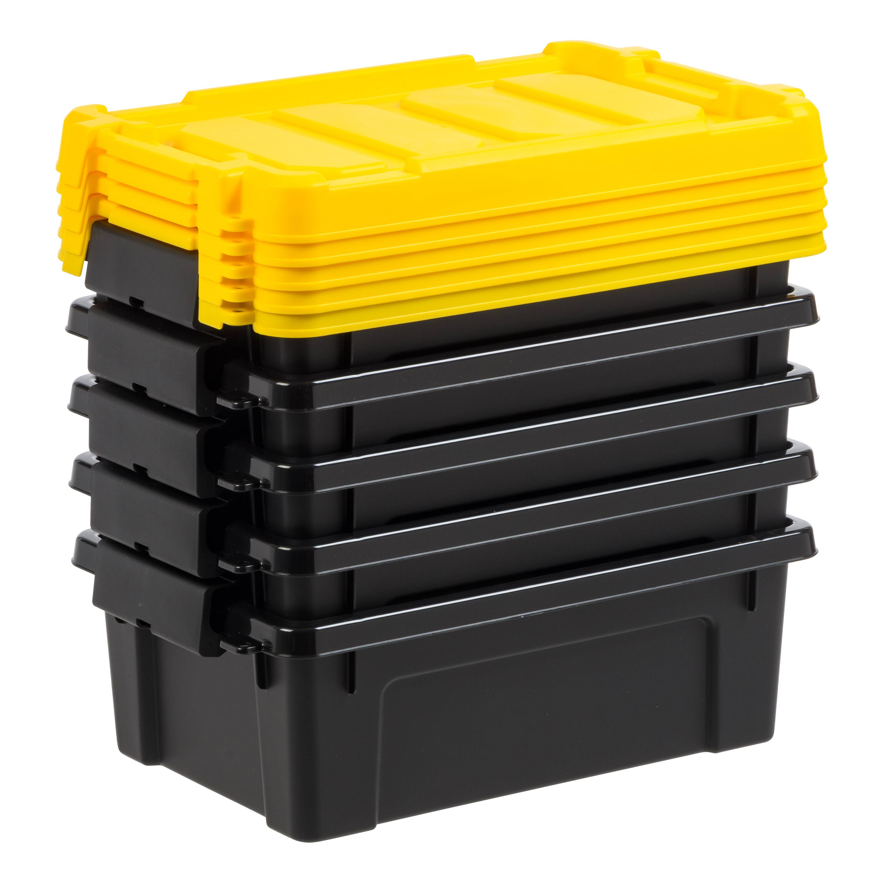 IRIS® 13.3qt. Black Store-It-All Utility Totes with Yellow Buckle Lids, 5ct.