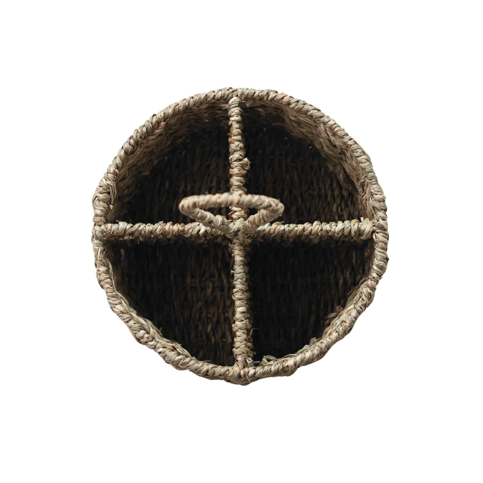 Hello Honey® 11.5" Natural Round Seagrass 4-Section Caddy