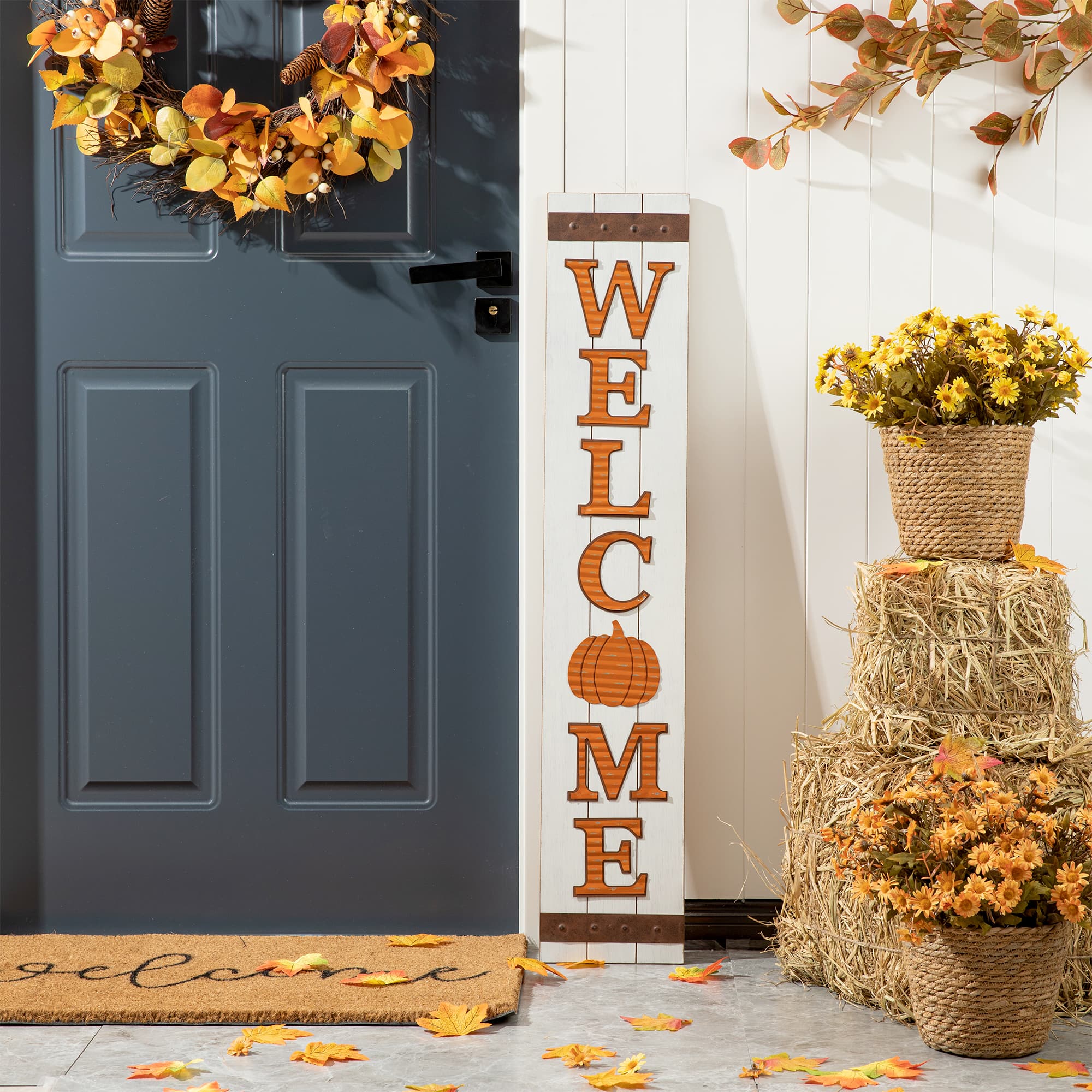 Glitzhome&#xAE; 42&#x22; Fall Wooden Welcome Porch Sign