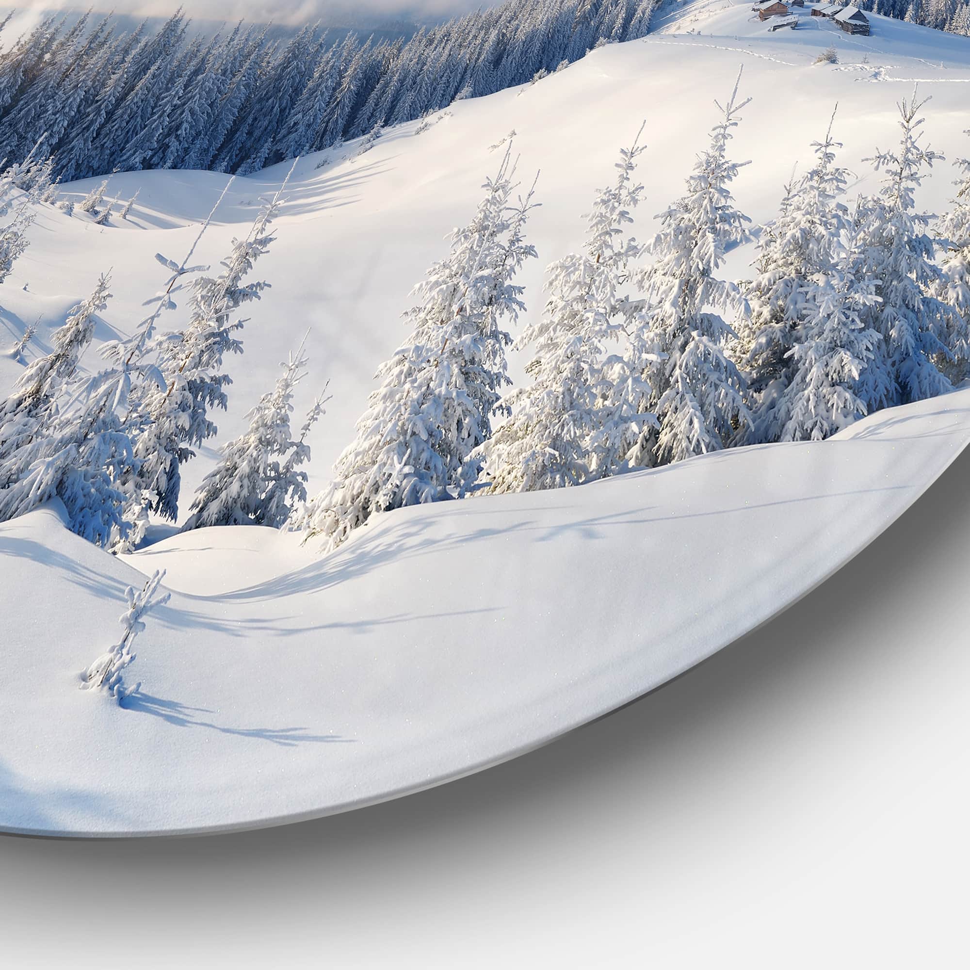 Designart - Winter Mountains Panorama&#x27; Photography Circle Metal Wall Art