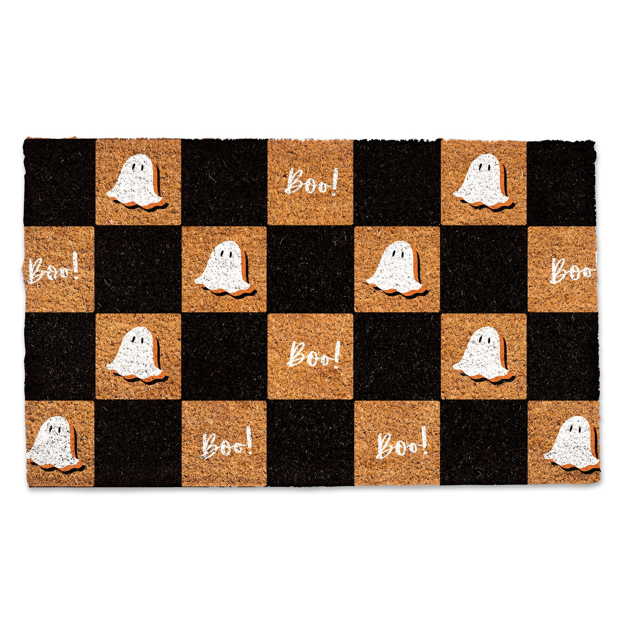 Boo Ghost Check Pattern 30&#x22; x 18&#x22; Door Mat