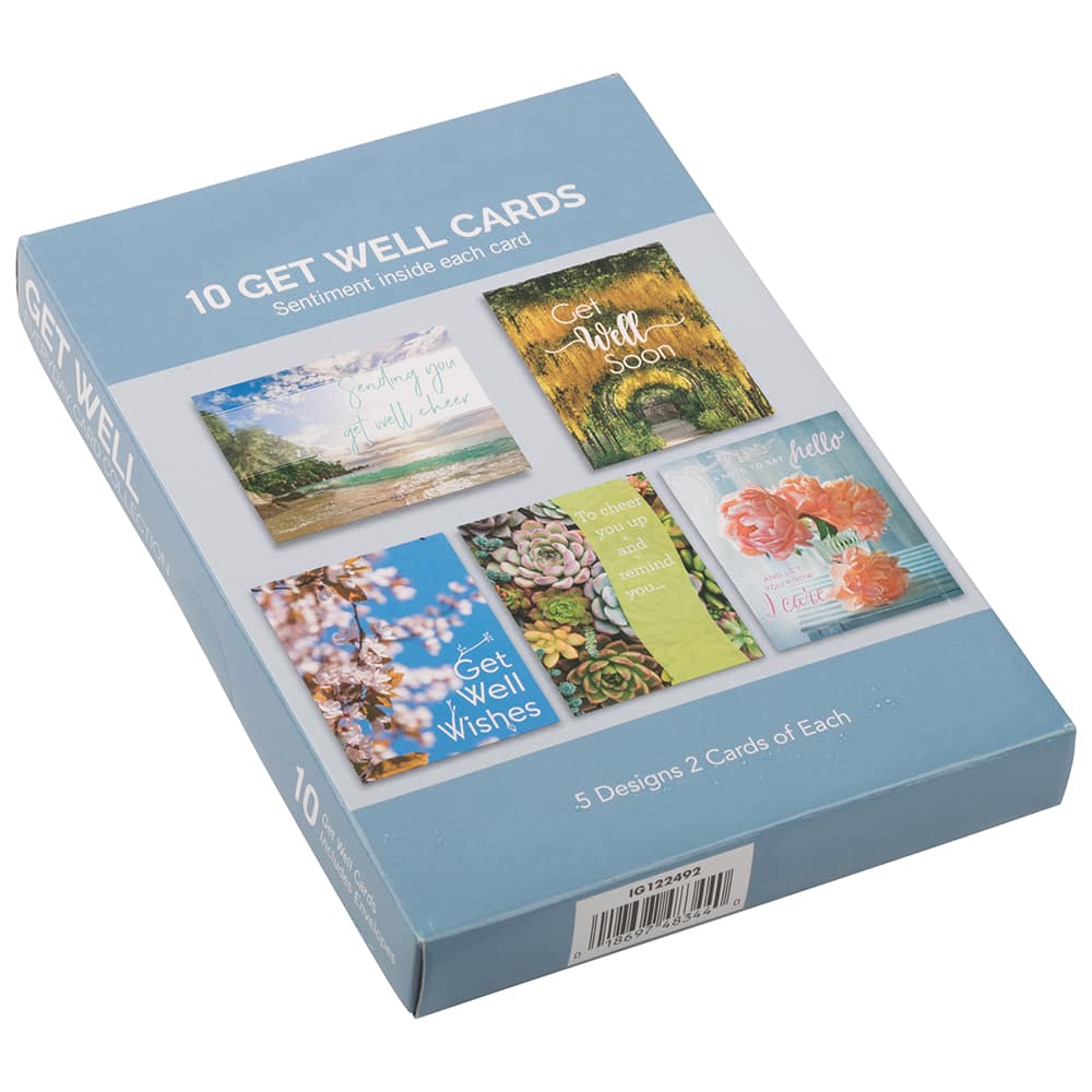 JAM Paper 4" x 6" Assorted Nature Get Well Cards & Envelopes, 10ct.