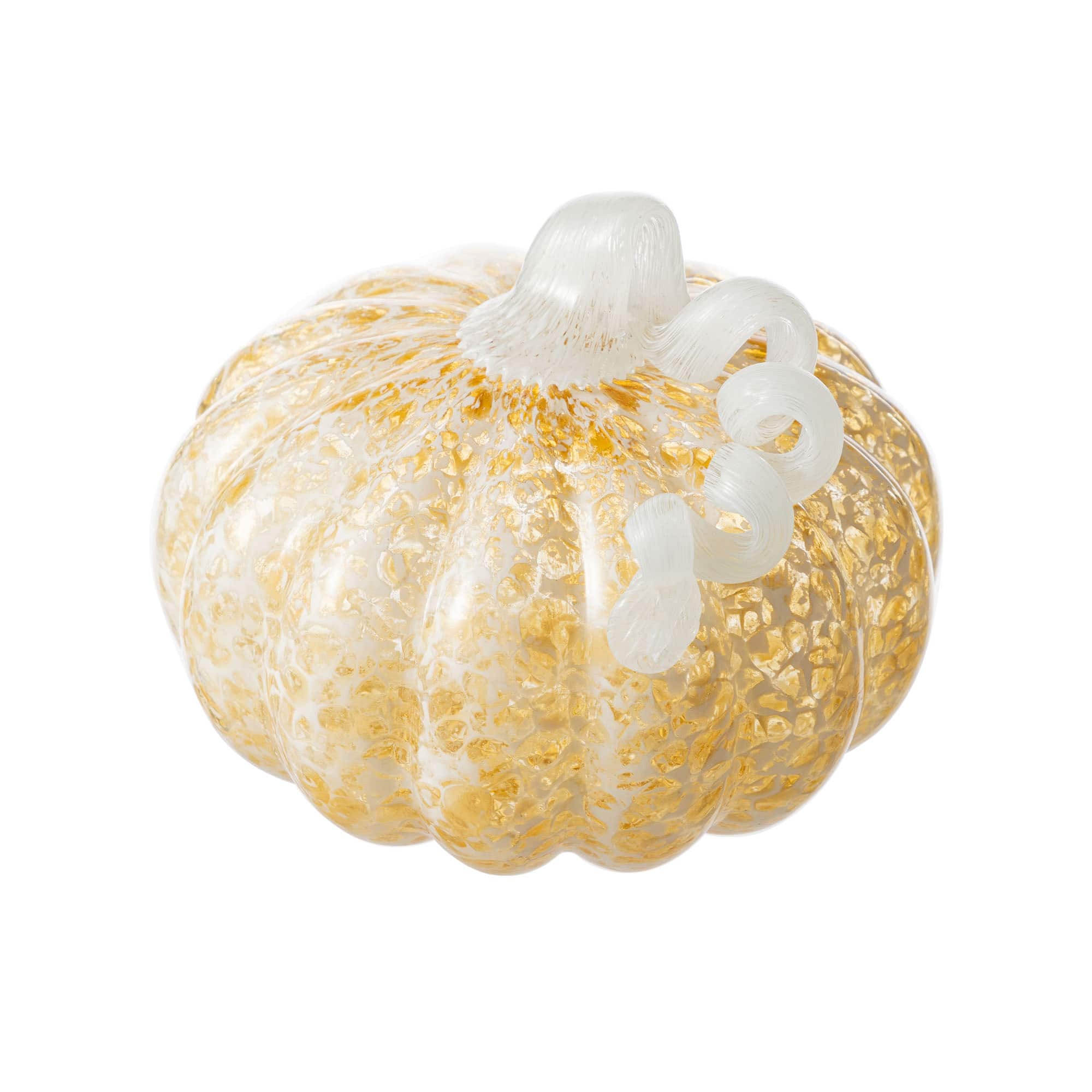 Glitzhome&#xAE; Amber Dots Fall Pumpkin Glass Tabletop Accent