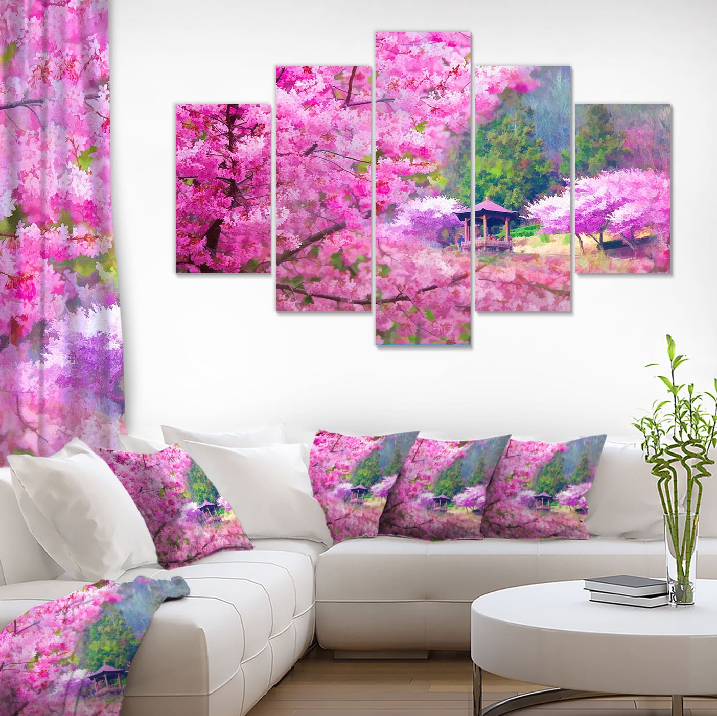 Designart - Japanese Cherry Flowers - Large Floral Art Canvas Print