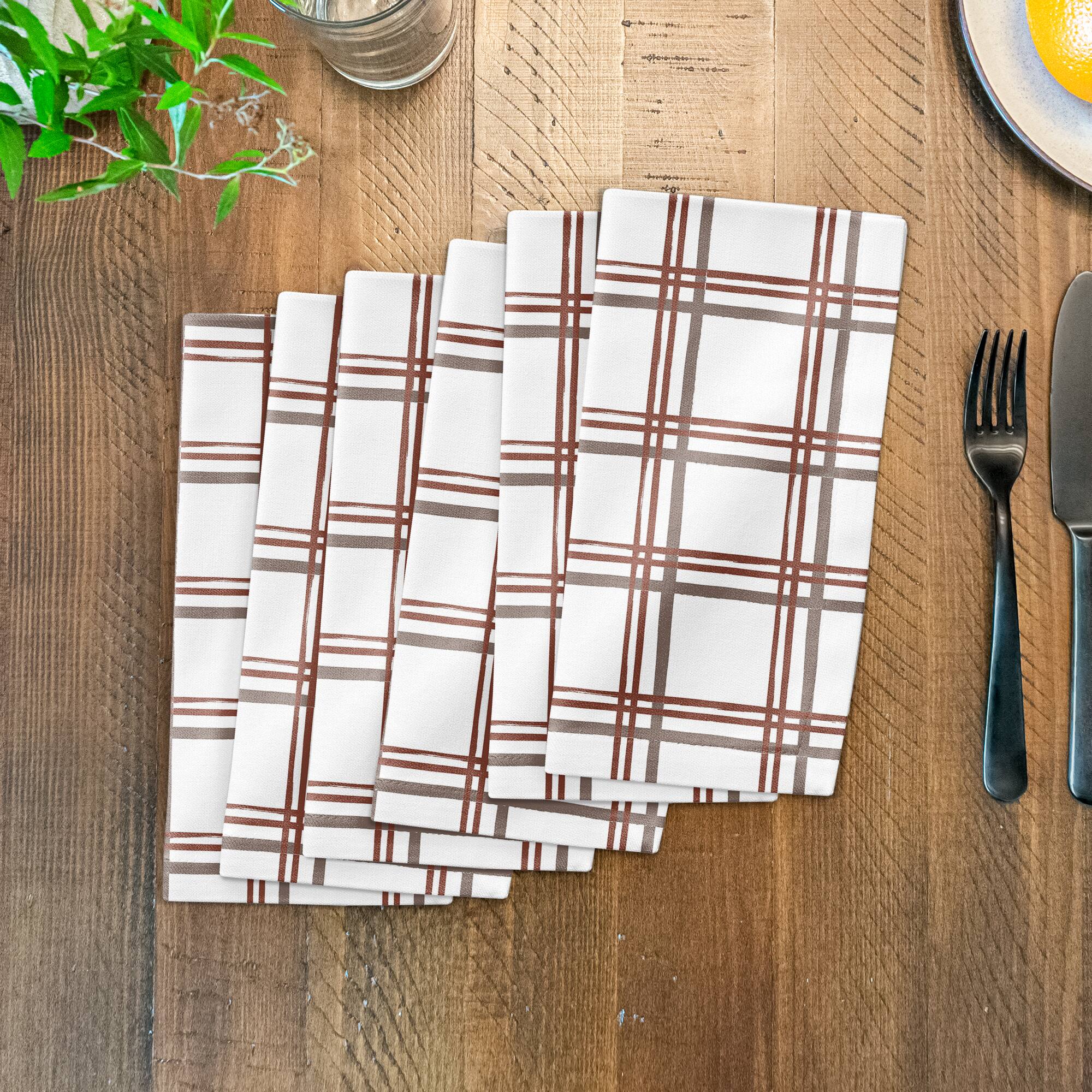 Holiday Plaid on White Cotton Twill Napkin