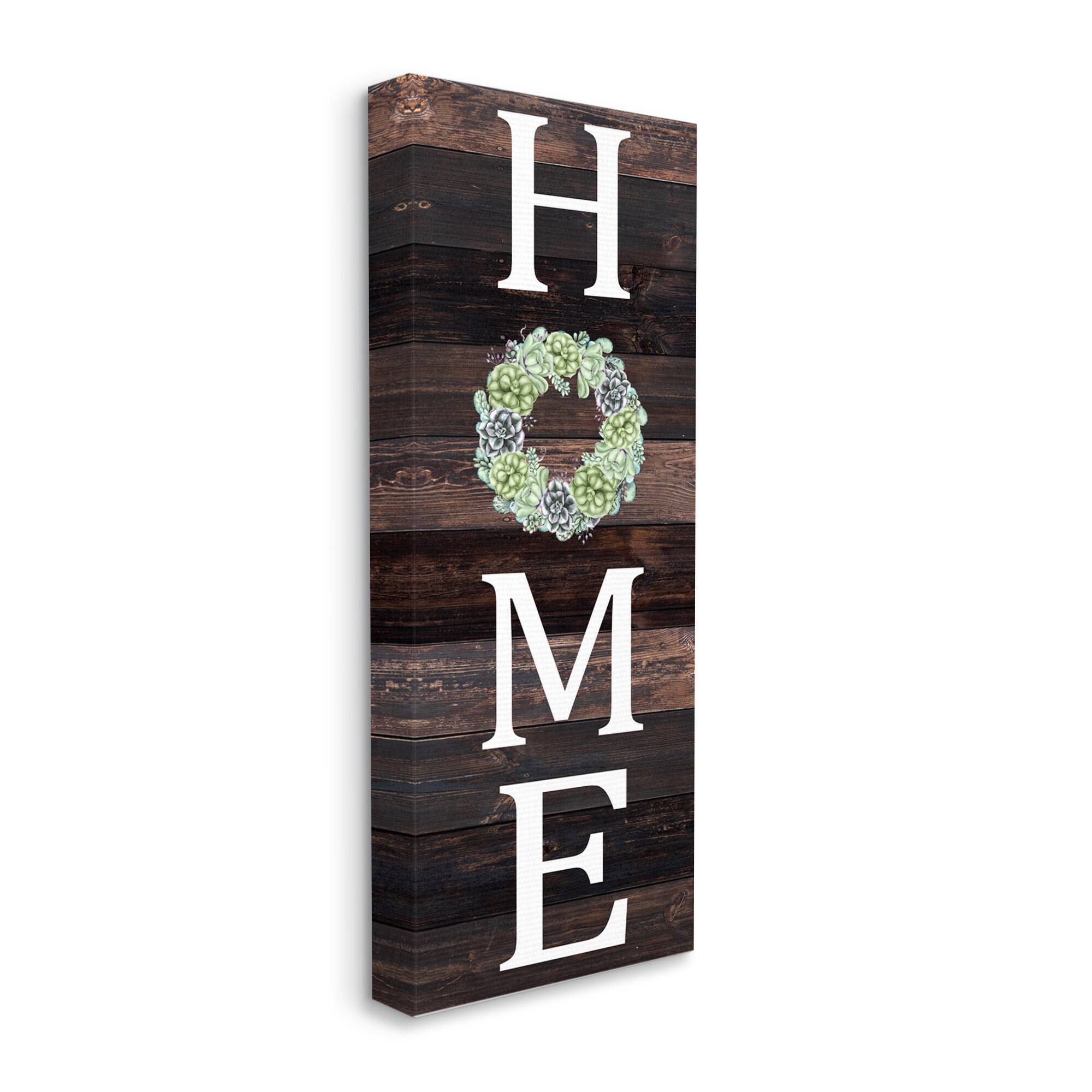 Stupell Industries Home Green Succulent Wreath Greeting Canvas Wall Art