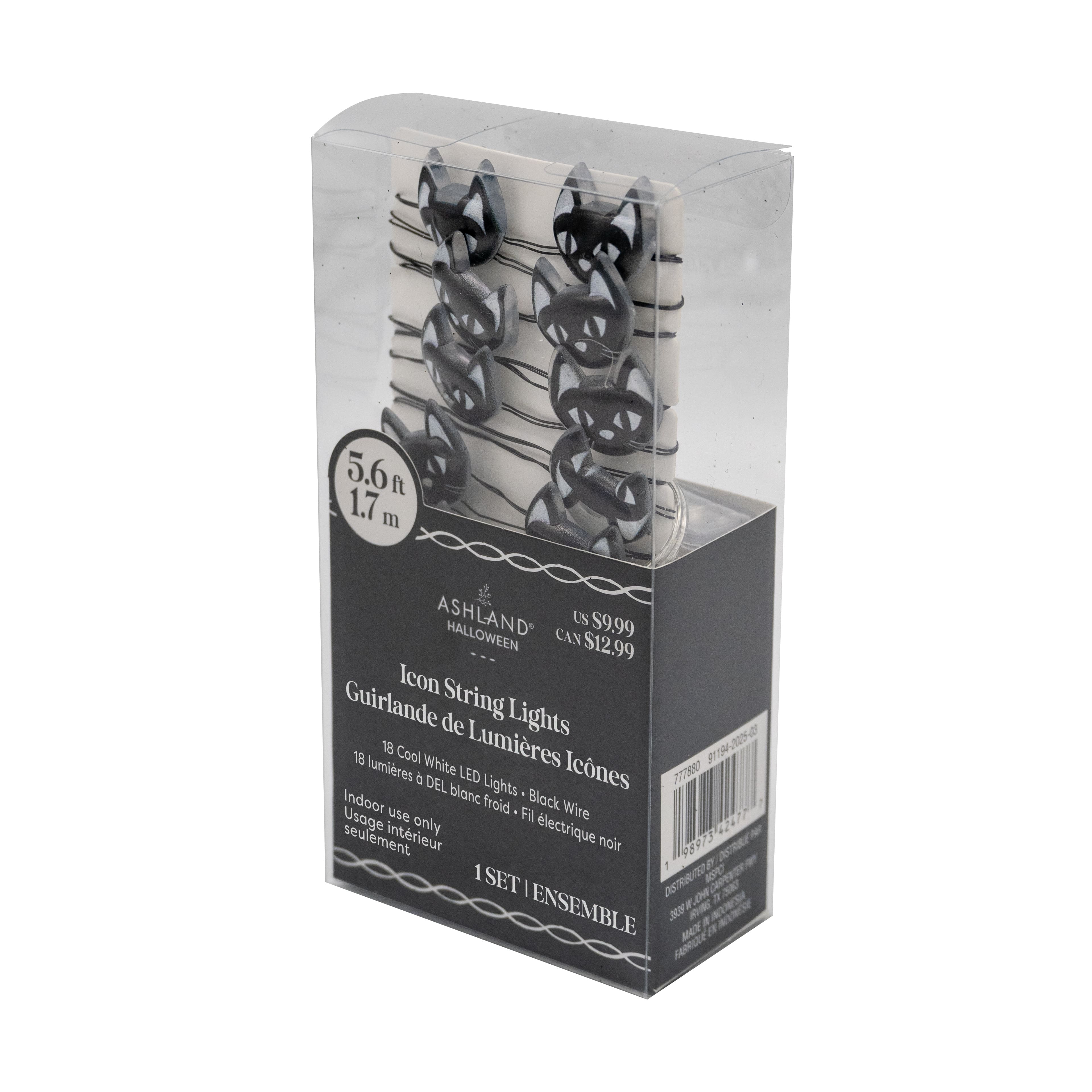 18ct. Black Cat Icon String Lights by Ashland&#xAE;