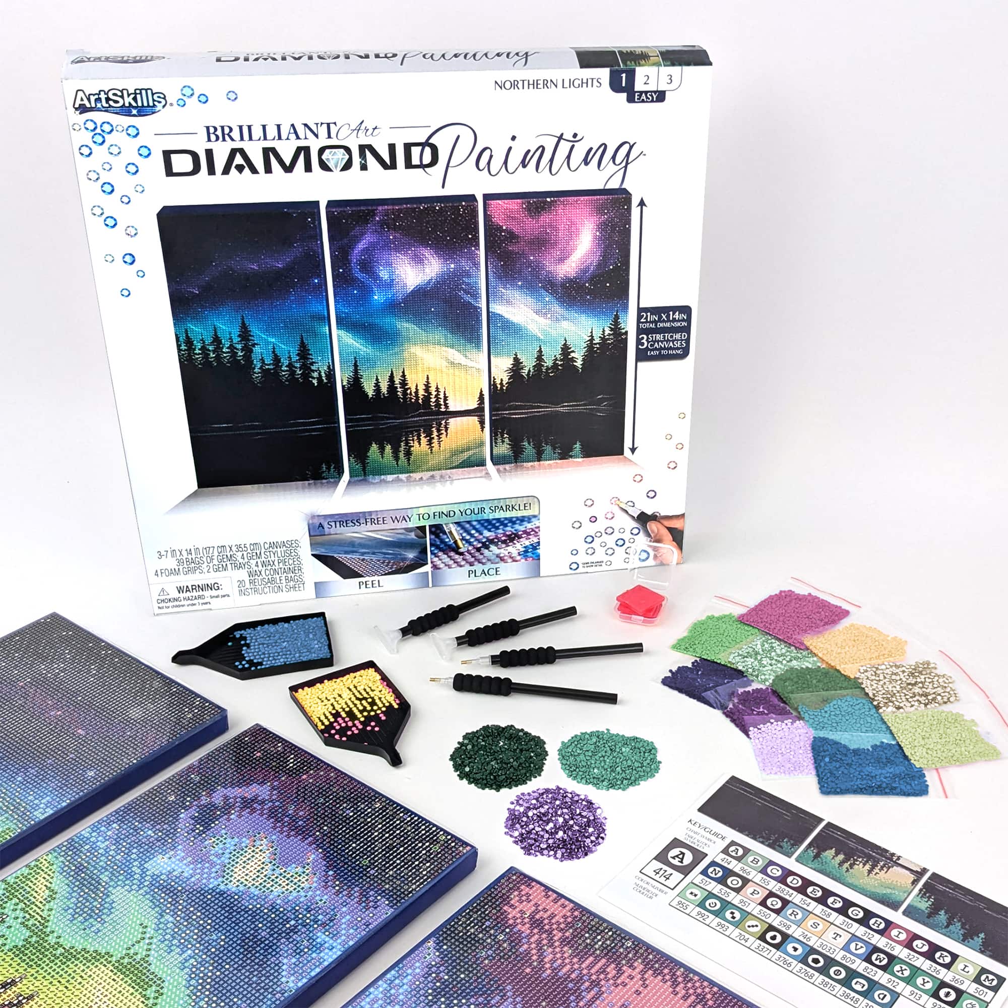 ArtSkills&#xAE; Brilliant Art Northern Lights Stretched Canvas Diamond Painting Kit
