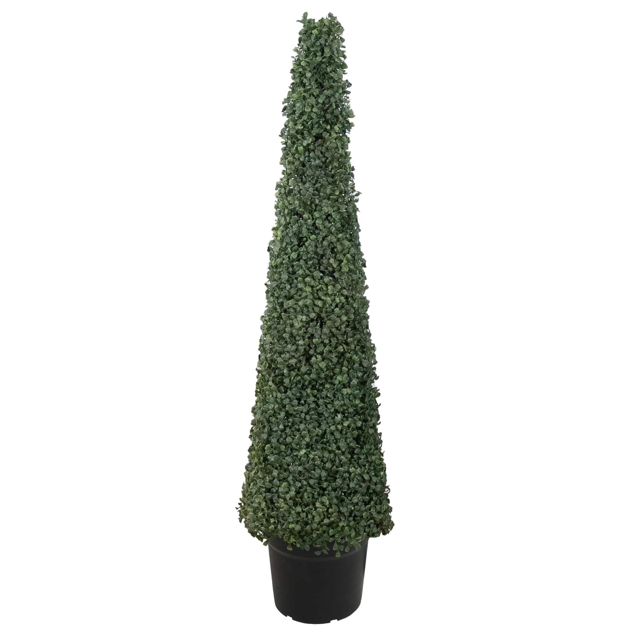 4ft. Unlit Artificial Two-Tone Boxwood Pyramid Topiary Tree with Round Pot