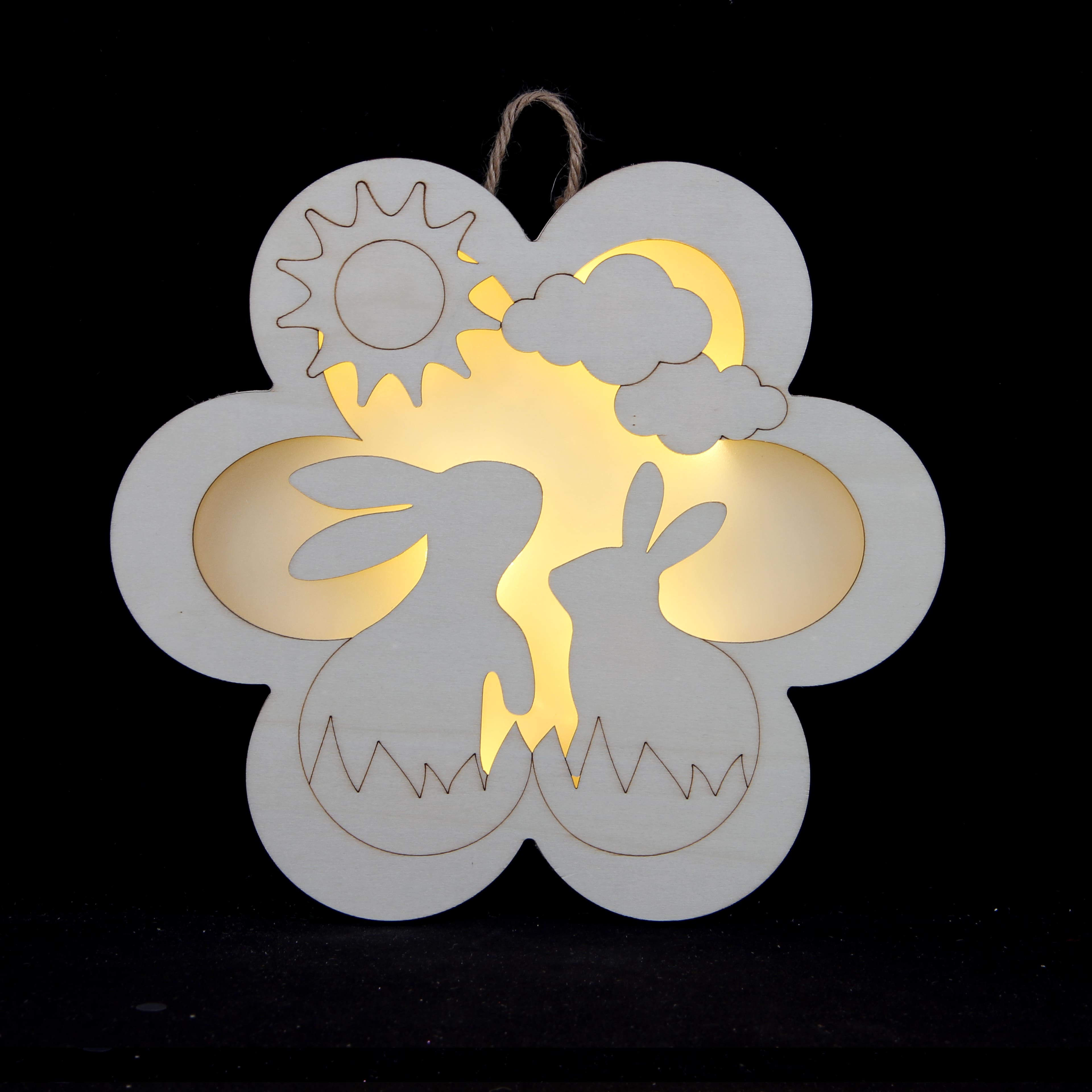 10&#x22; Bunny Flower DIY LED Plywood D&#xE9;cor by Make Market&#xAE;